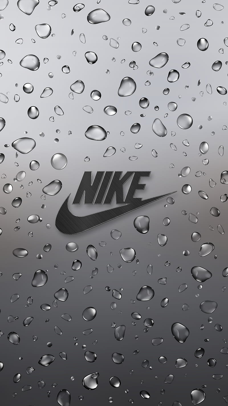 800x1422 Nike, black, drops, logo, metal, rain, HD phone wallpaper