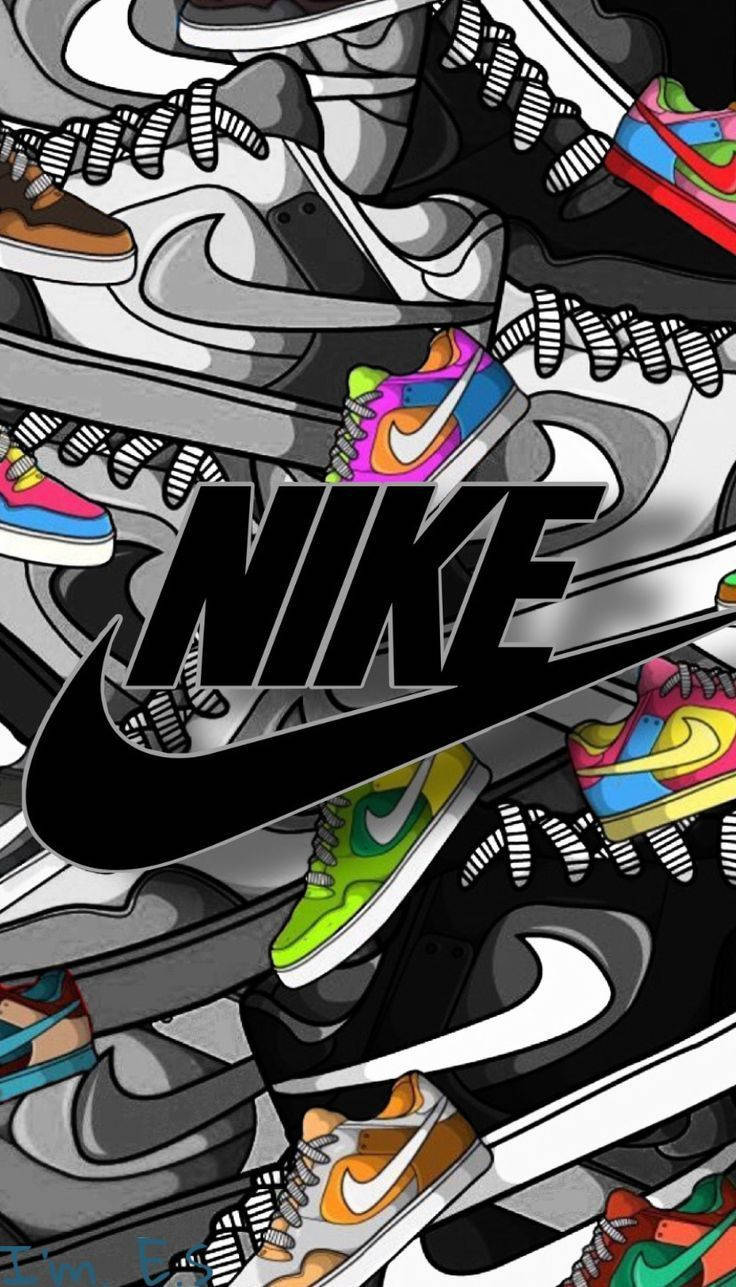 736x1287 Download Nike Graffiti Various Shoes Wallpaper
