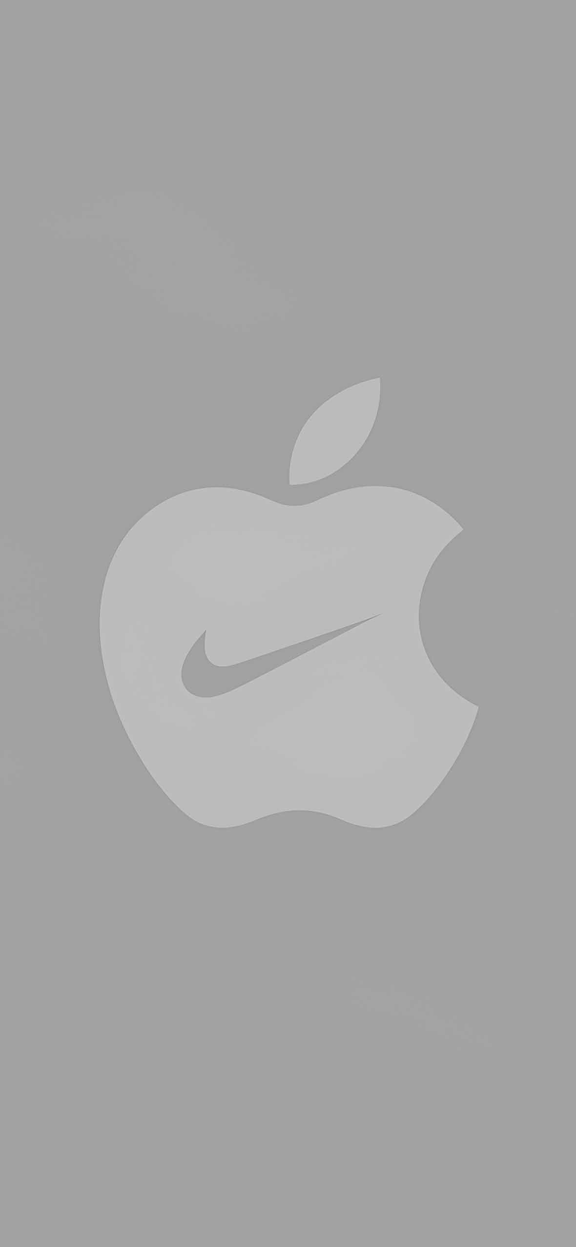 1180x2554 Apple & Nike Logo Minimalist Grey Wallpaper