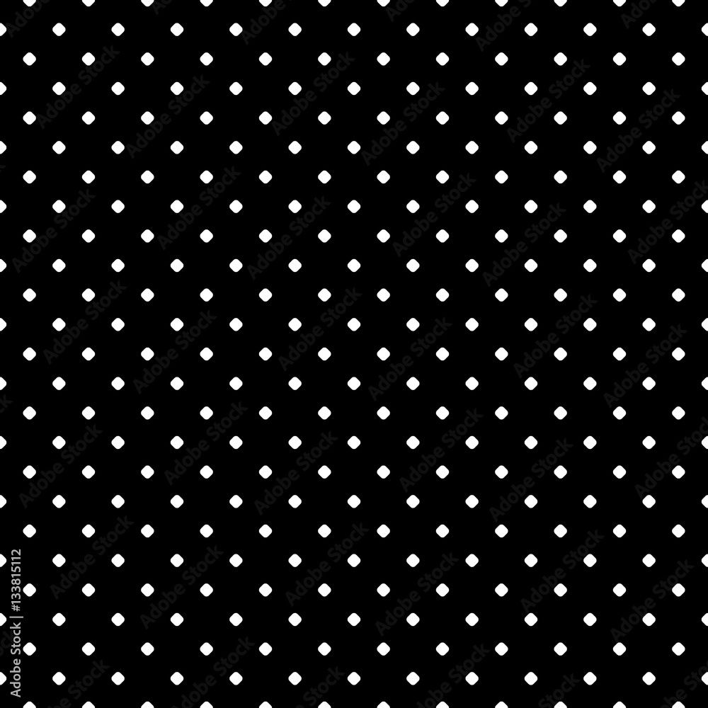 1000x1000 Vector Monochrome Seamless Pattern, Polka Dot Texture, Small Circles & Spots. Simple Dark Geometric Background, Abstract Black & White Wallpaper, Repeat Tiles. Design For Prints, Textile, Decoration Stock Vektor
