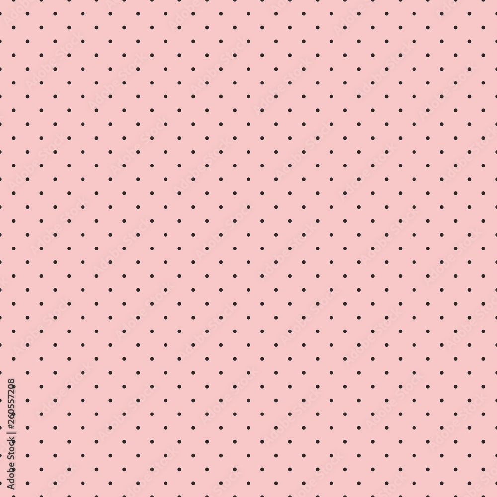 1000x1000 Seamless pattern for textiles and wallpaper black polka dots on a pink background. Vector pattern Stock Vector