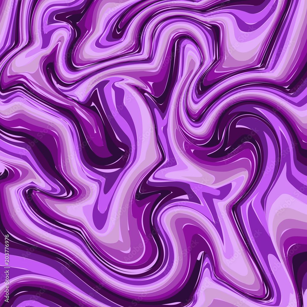 1000x1000 Purple Marble Or Ink Pattern. Wavy Stripes Colorful Bright Painted Vector Background. Abstract Fashion Texture. Graphic Style For Wallpaper, Wrapping, Fabric, Background, Apparel, Print, Banner Stock Vektor