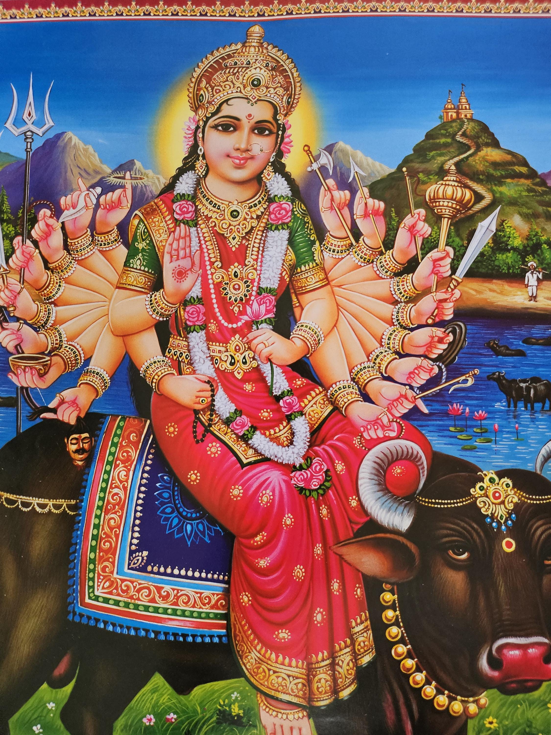 2250x3000 Modern Print of Hindu Gujarati Goddess Vihat Maa 15inch X 20inch Unframed by JB Khanna No:g047