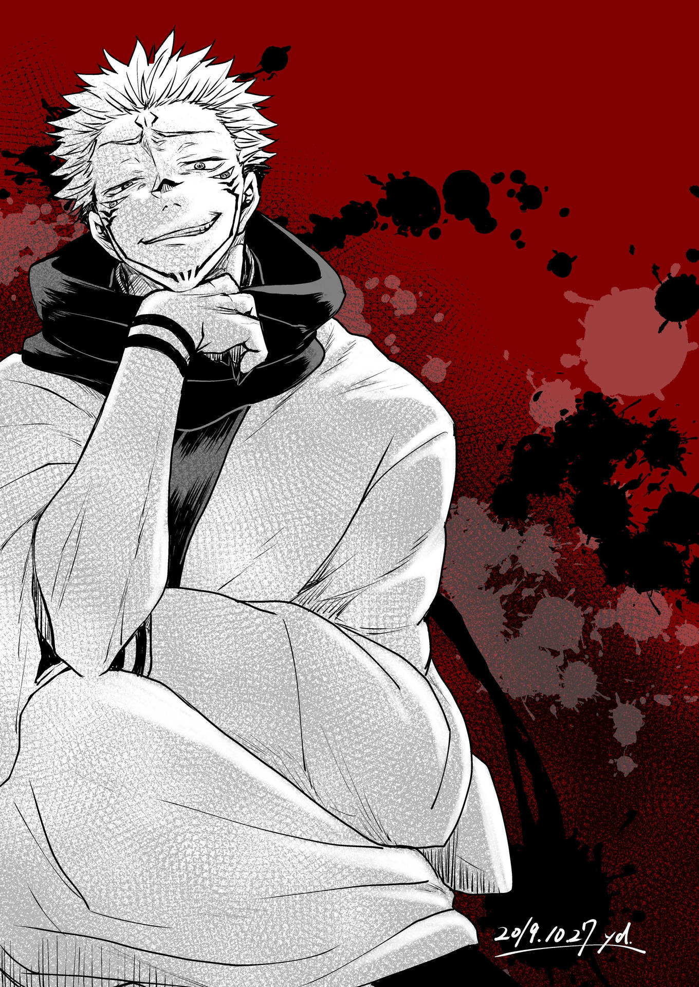 1360x1920 Sukuna Smile Wallpaper