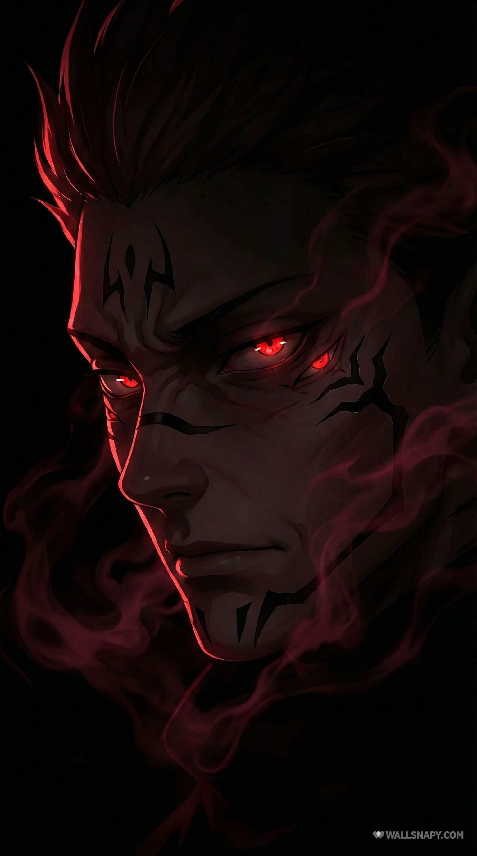 1536x2752 King of curses sukuna cloase up face portrait mobile lockscreen amoled wallpaper