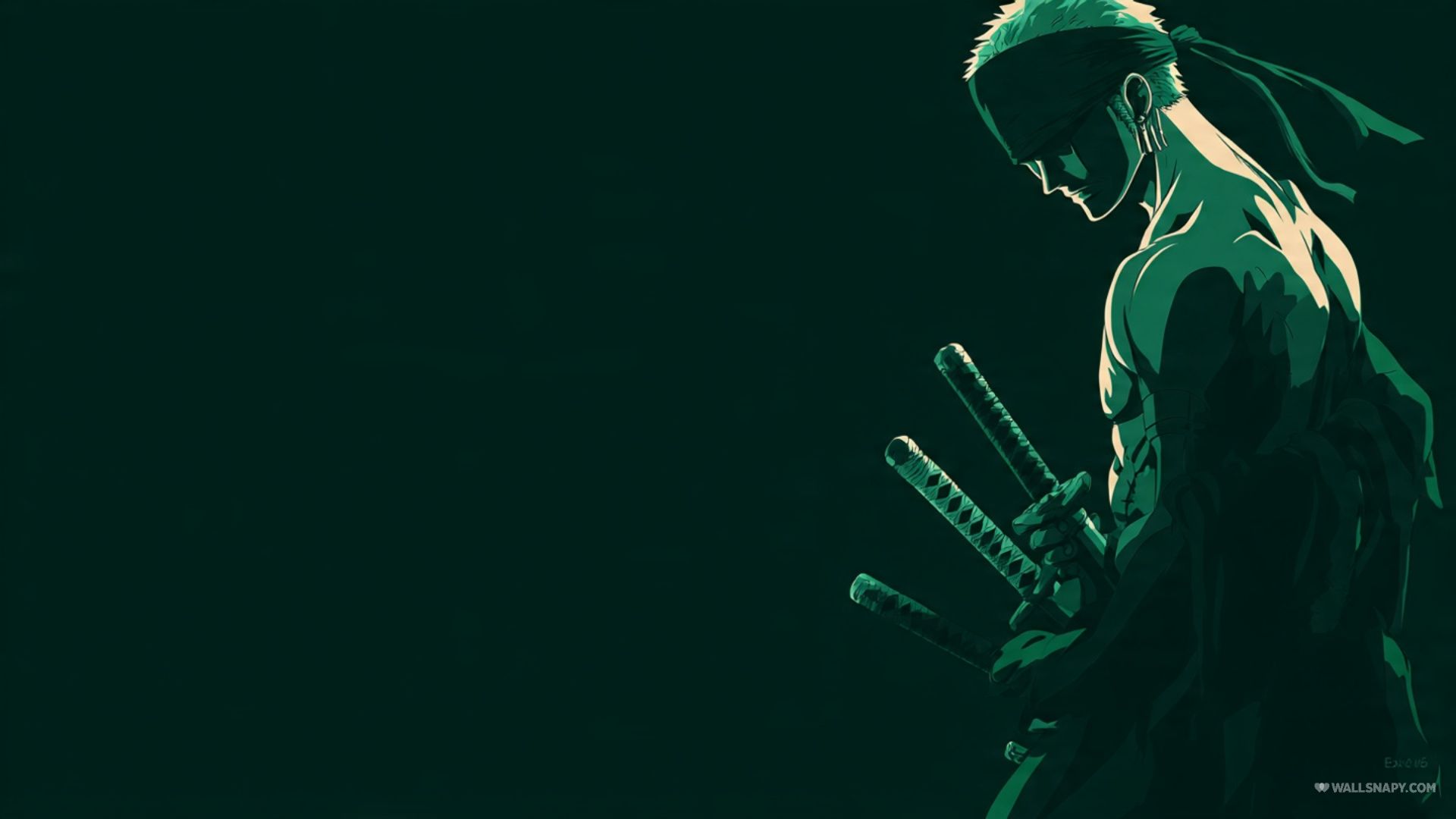 1920x1080 Zoro minimalist silhouette dark green desktop wallpaper