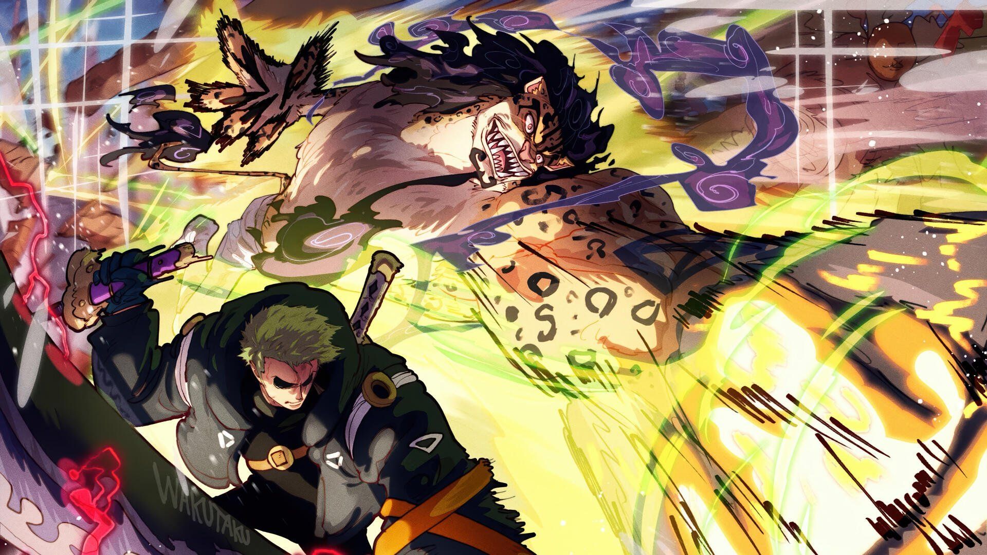 1920x1080 One Piece 4K: Zoro vs Lucci