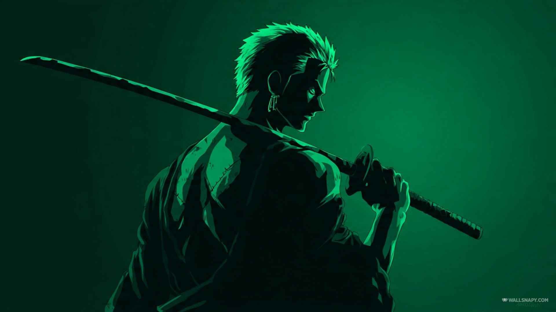 1920x1080 One piece zoro minimal dark emerald background