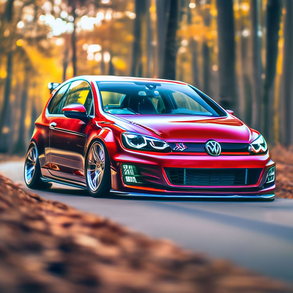 1024x1024 Volkswagen Golf GTI Stance, aesthetically pleasing, beautiful, professional photo, 4k, high resolution, high detail