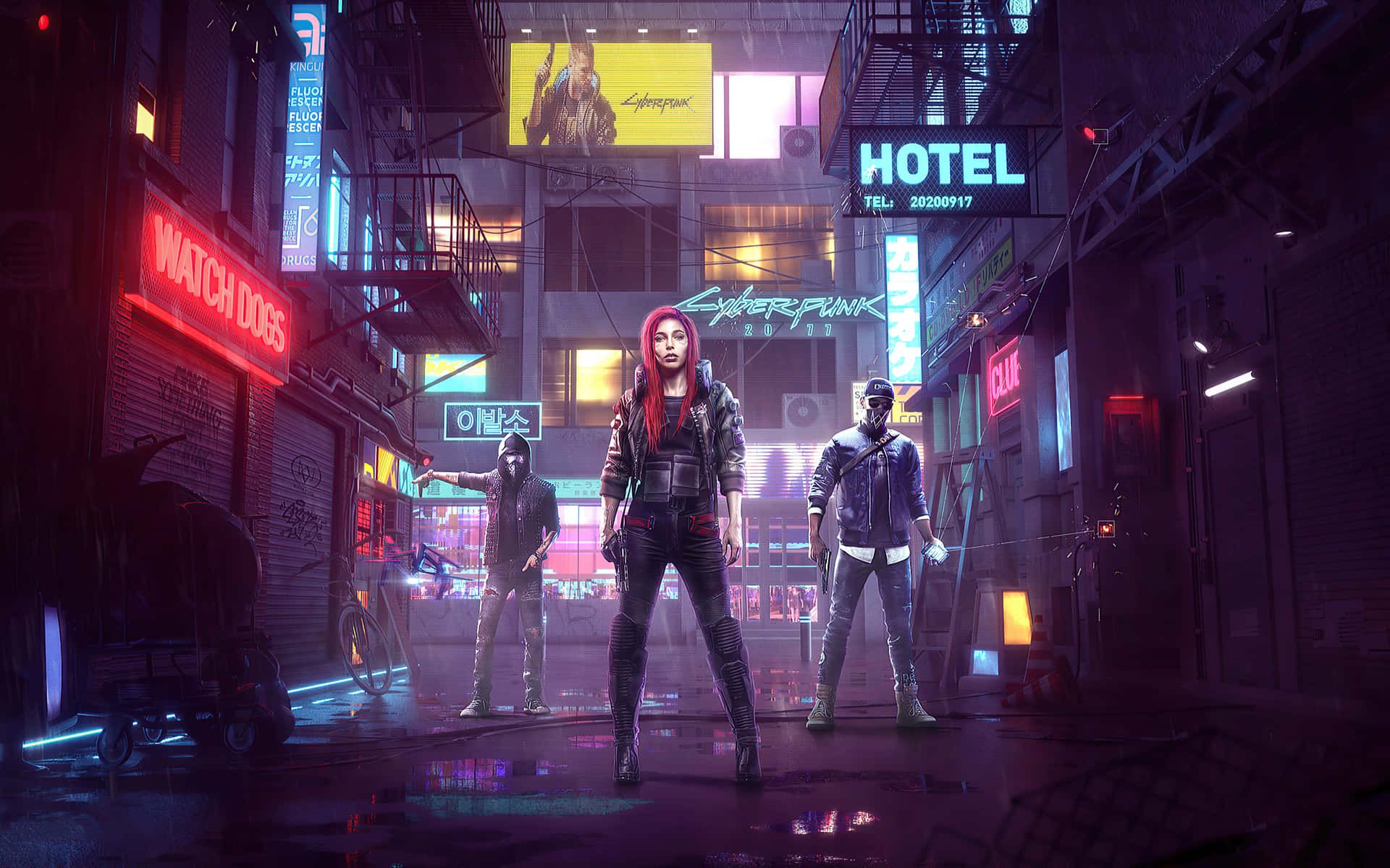 1920x1200 Download Neon Dreams in Dark Cyber Future Wallpaper