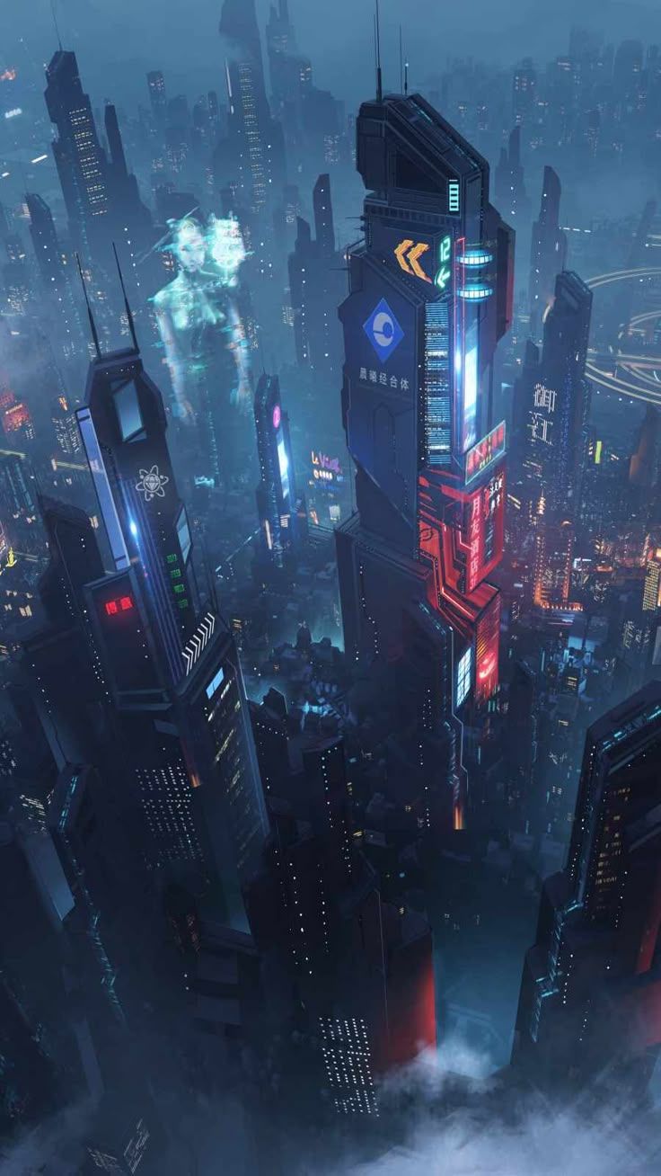 736x1308 Cyber City Night iPhone 13 Wallpaper