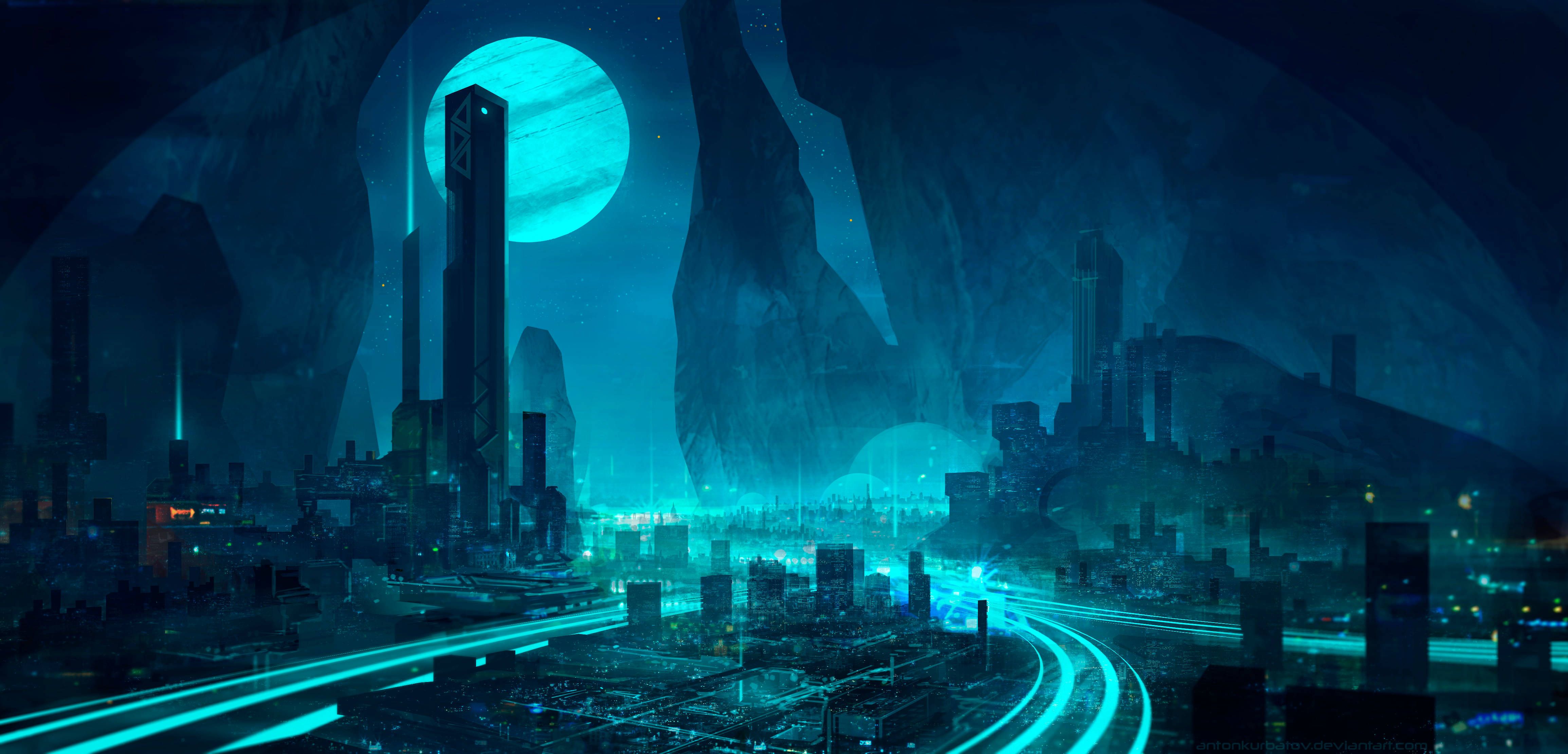 4618x2220 Futuristic City Wallpaper