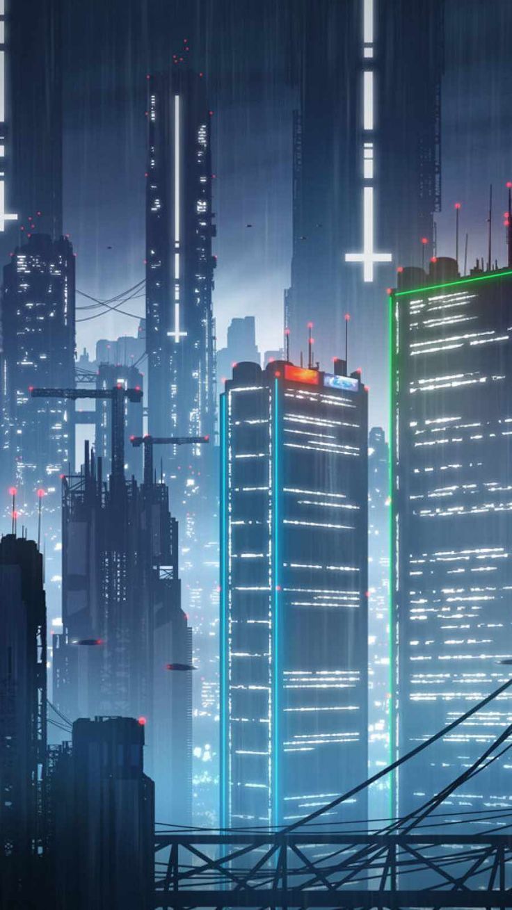 736x1309 Cyber City Night iPhone Wallpaper
