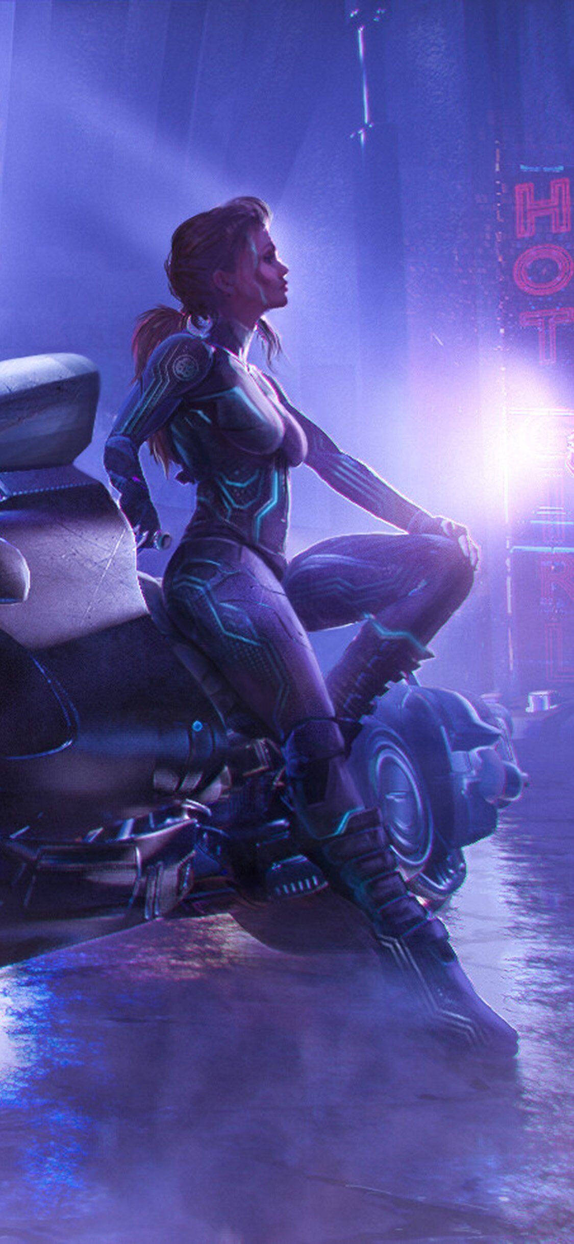 1125x2436 Art Girl Cyber Future Anime iPhone Wallpaper