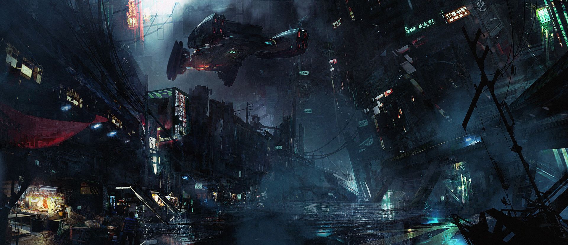 1920x829 science fiction, Cyberpunk, Fantasy art, Cyber, Digital art Wallpaper HD / Desktop and Mobile Background