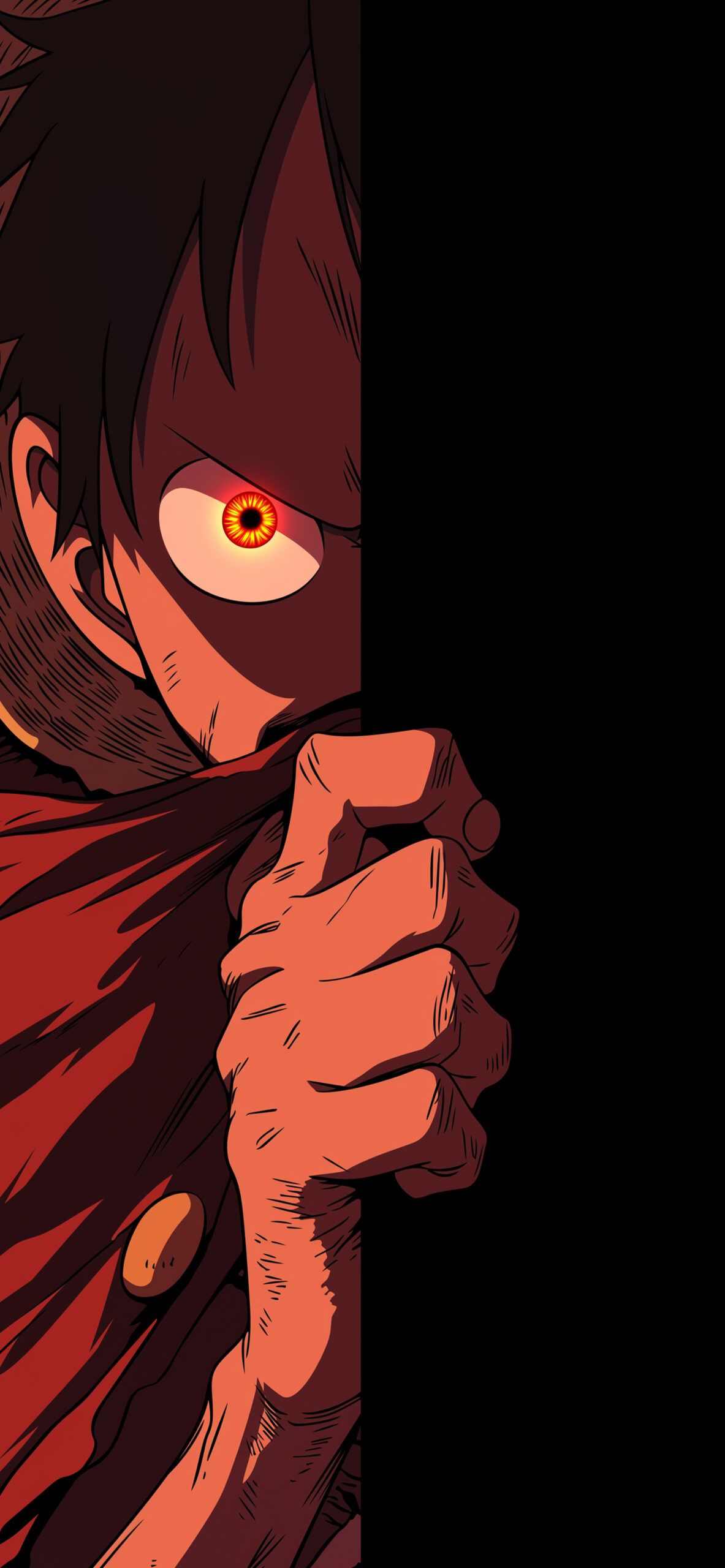 1183x2560 One Piece Luffy's Fiery Intensity Wallpaper Anime Wallpaper