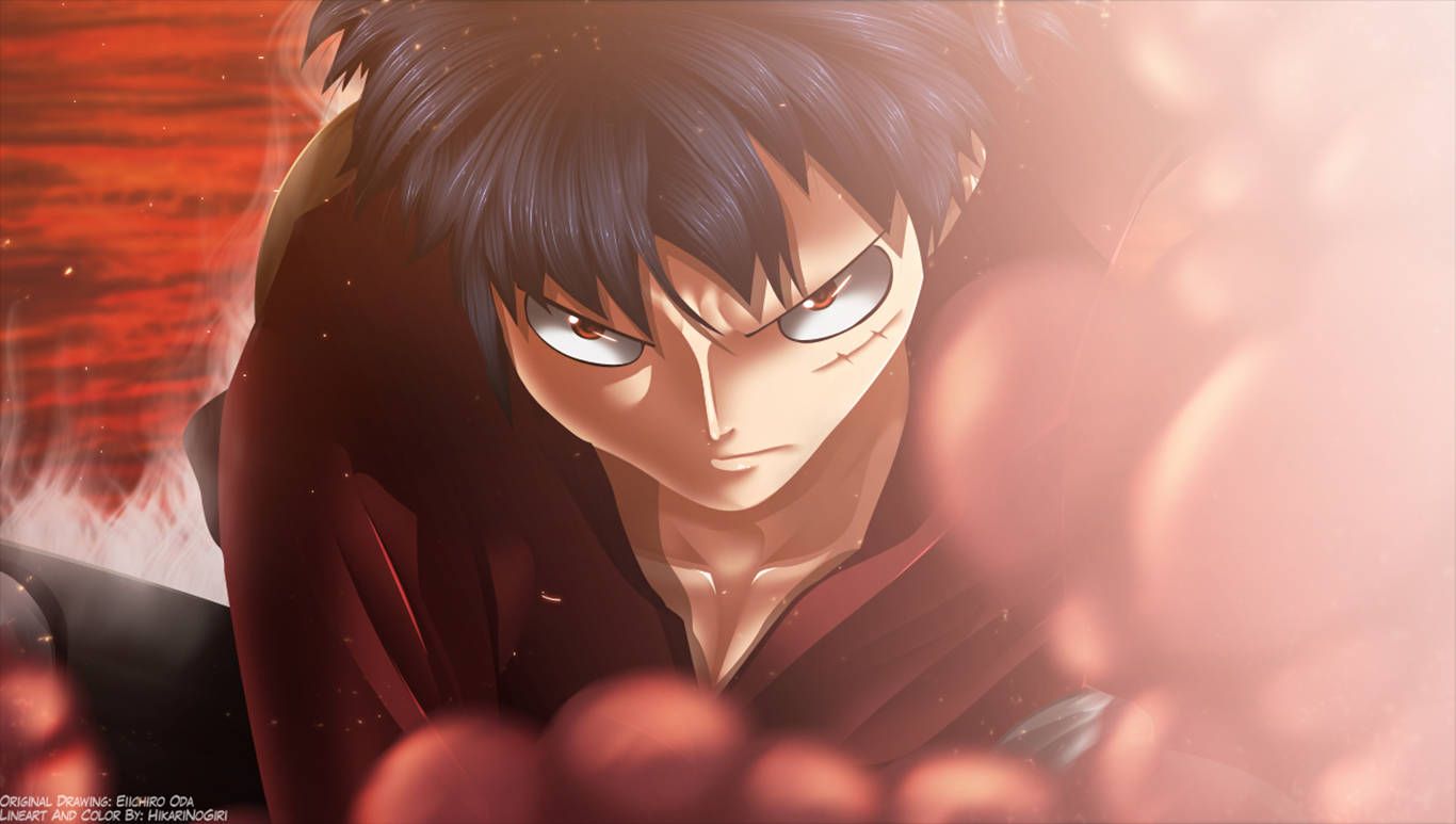 1366x773 Download Luffy With Serious Red Eyes Wallpaper