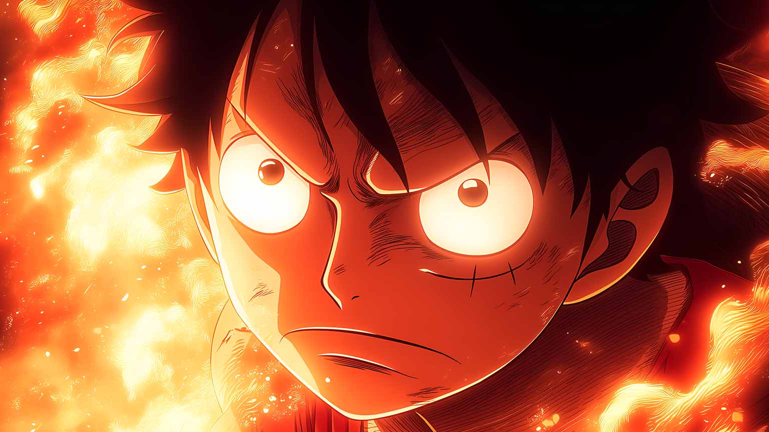 1536x864 One Piece Luffy Gear Second Flame Eyes Desktop Wallpaper