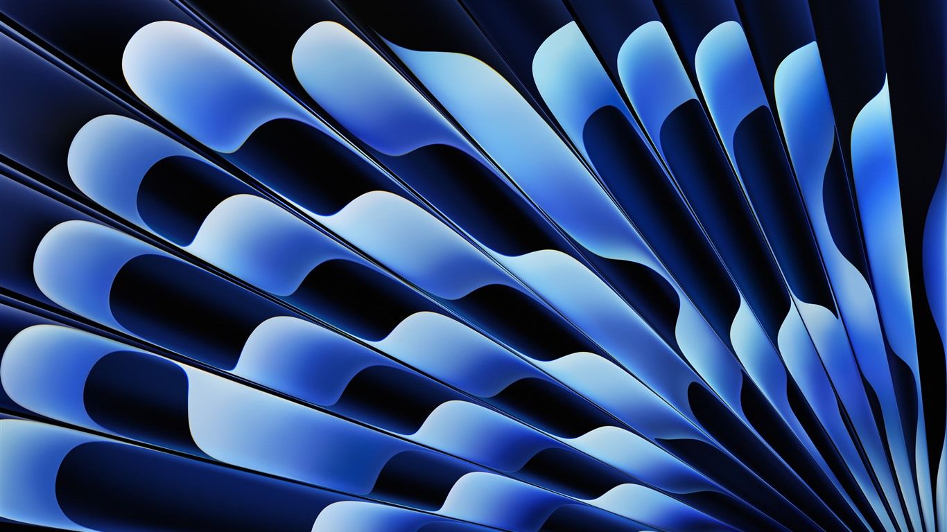 1366x768 Radial Blue MacOS Sonoma Sector Design 5K Background