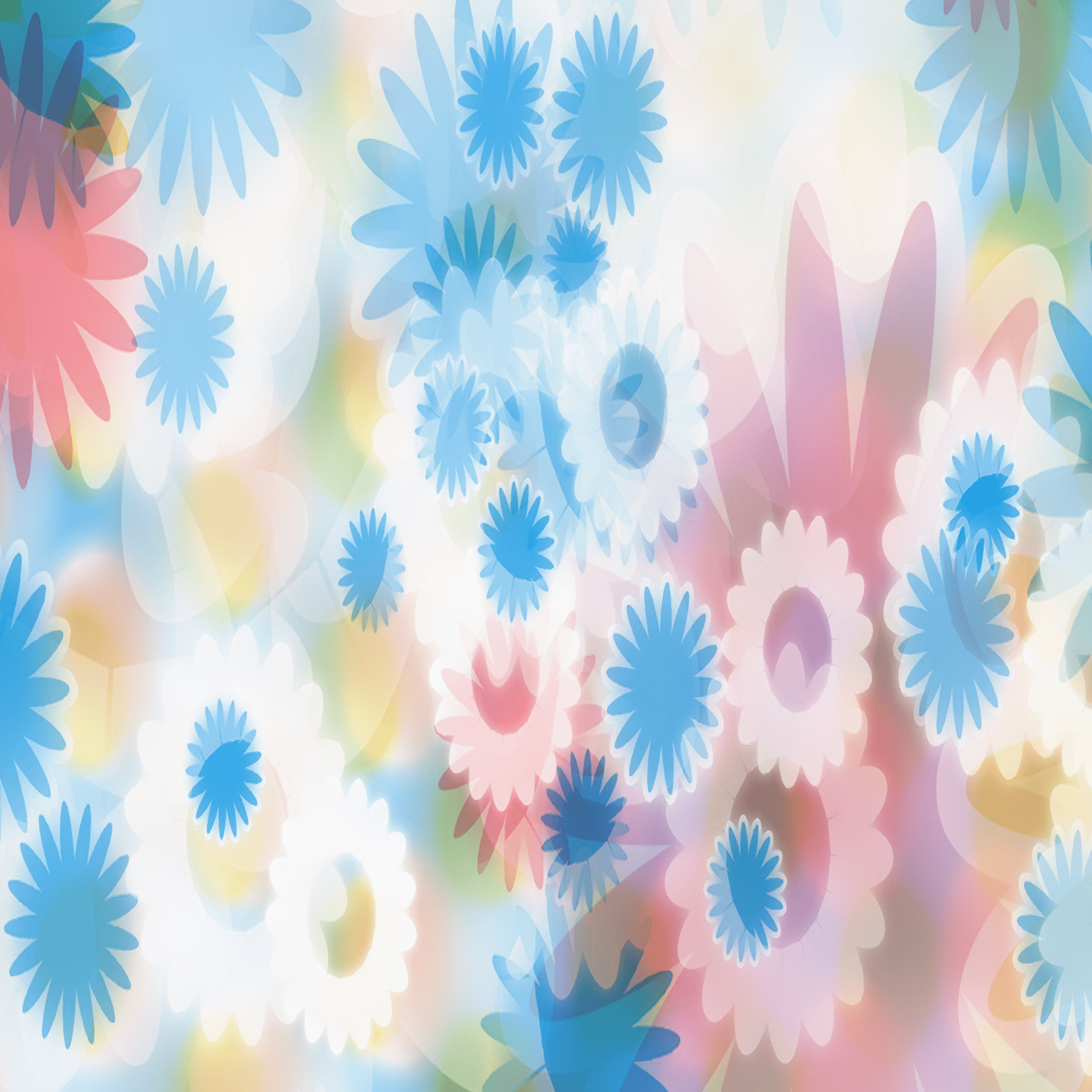 2732x2732 Blue Dalmatian and Flower Power Wallpaper