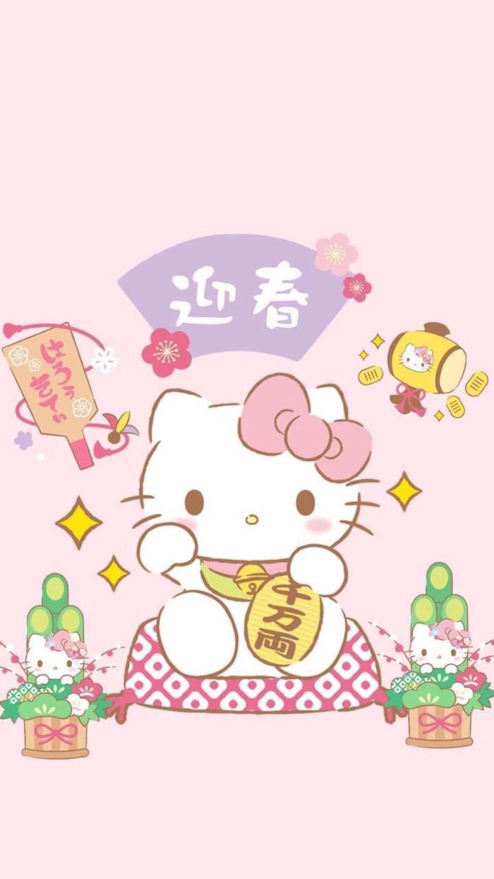 700x1244 Hello kitty new year wallpaper. New years sanrio wallpaper, Hello kitty japanese, Hello kitty background