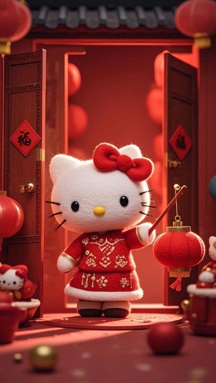 736x1307 Hello kitty new year wallpaper. Hello kitty happy new year Hello kitty red, Hello