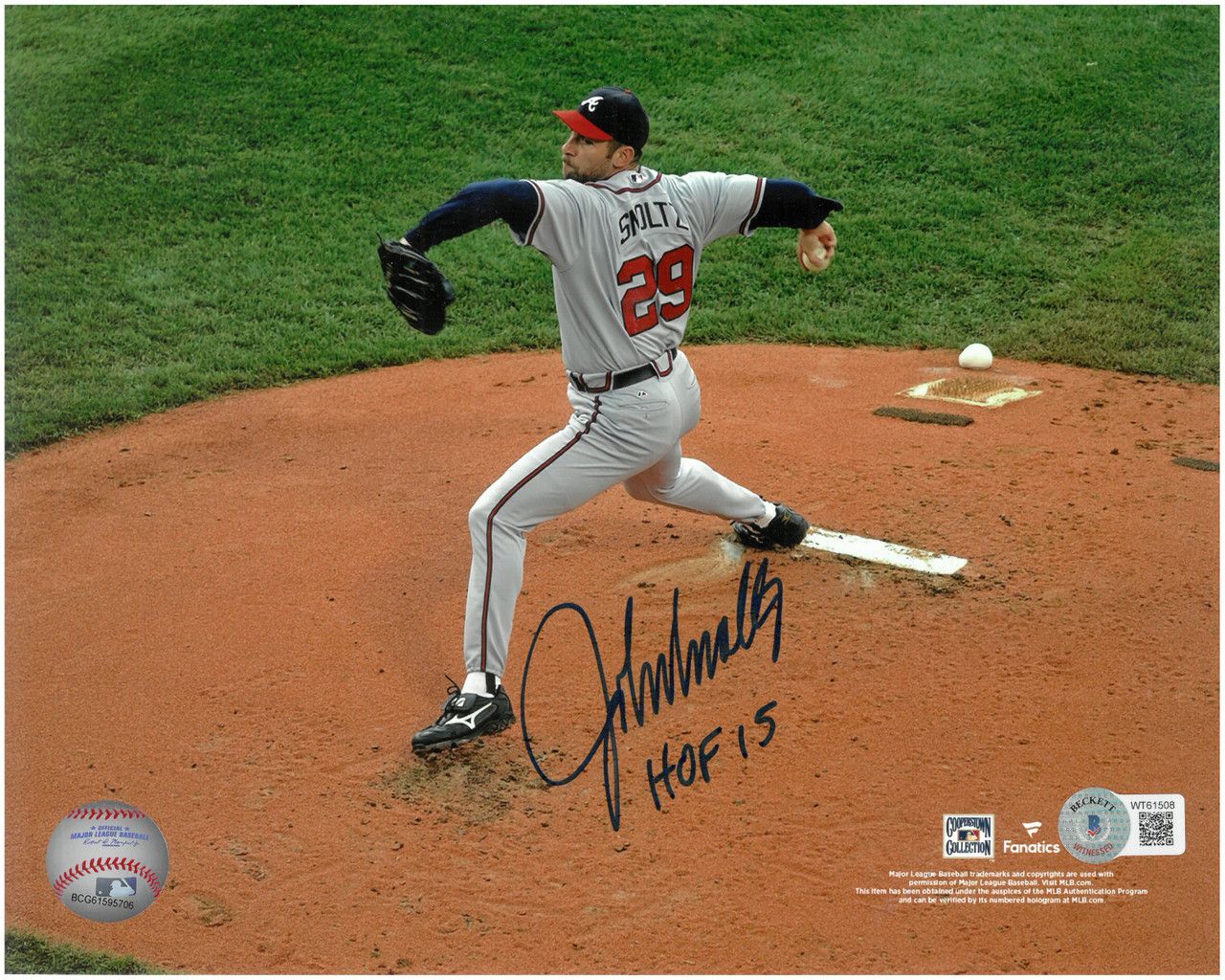 1280x1024 John Smoltz Autographed Atlanta Braves 8x10 Photo w/ HOF 15