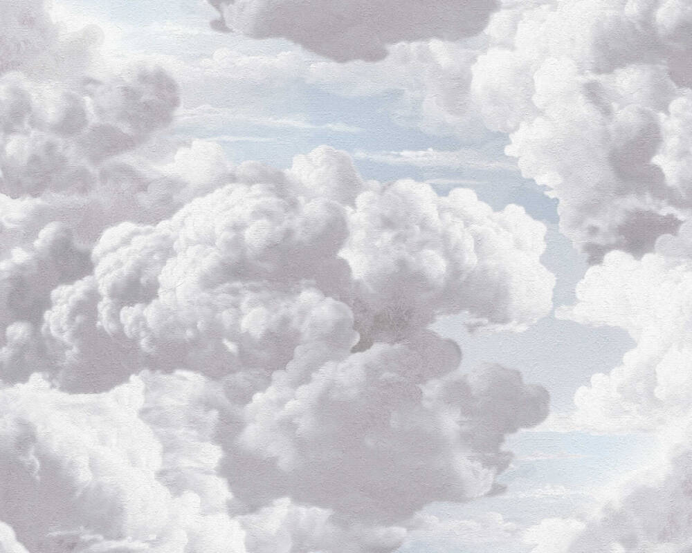 1000x800 Cloud Wallpaper RW99856A Wallcoverings Ltd and Wooden Curtain Poles online