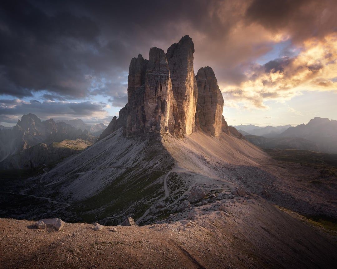 1080x863 The Guardians of Light, The Tre Cime di Lavaredo at Sunset, Sexten Dolomites, Italy [OC] [2048x1638]