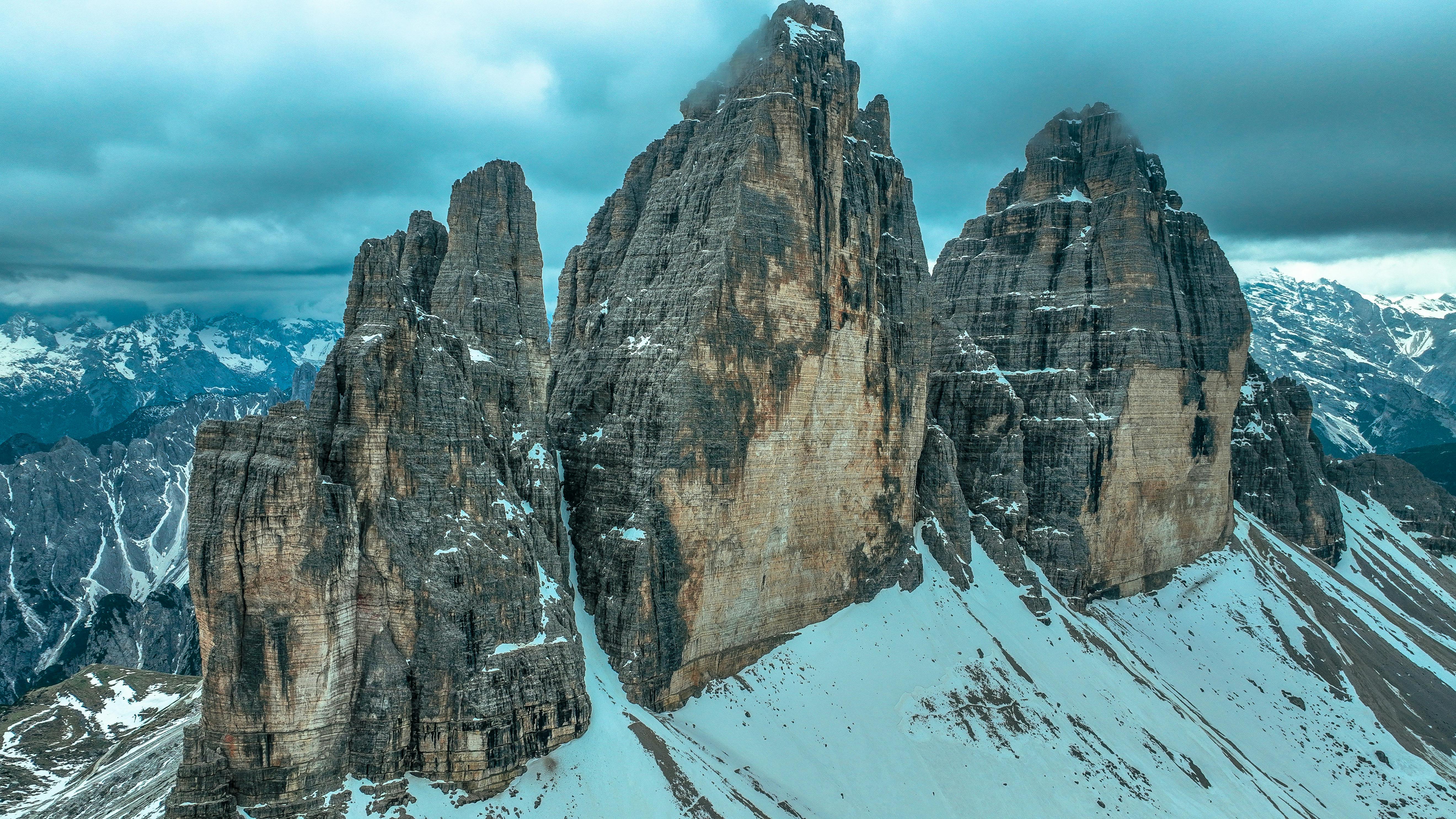 5280x2970 Aerial View of the Tre Cime di Lavaredo in the Sexten Dolomites in Italy · Free