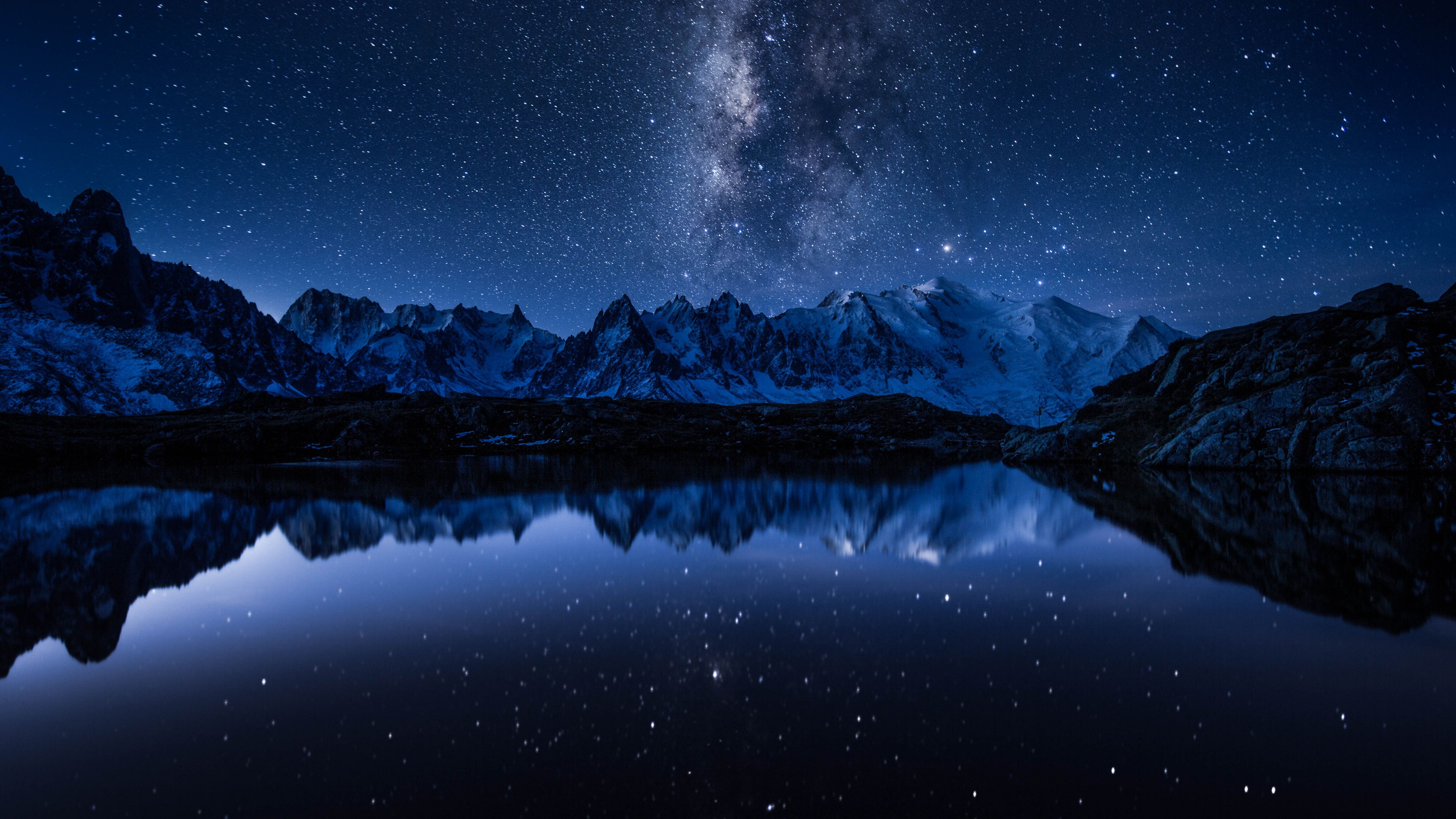5120x2880 Milky Way Wallpaper 4K, Night, Starry sky, Mountains