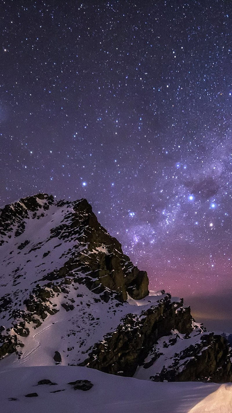 800x1422 Mountains, mountain, nature, night, sky, stars, HD phone wallpaper