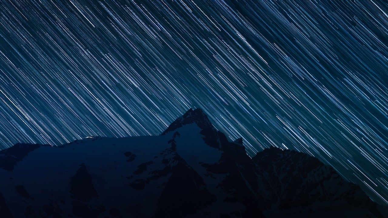 1280x720 Night Sky Mountains Stargazing