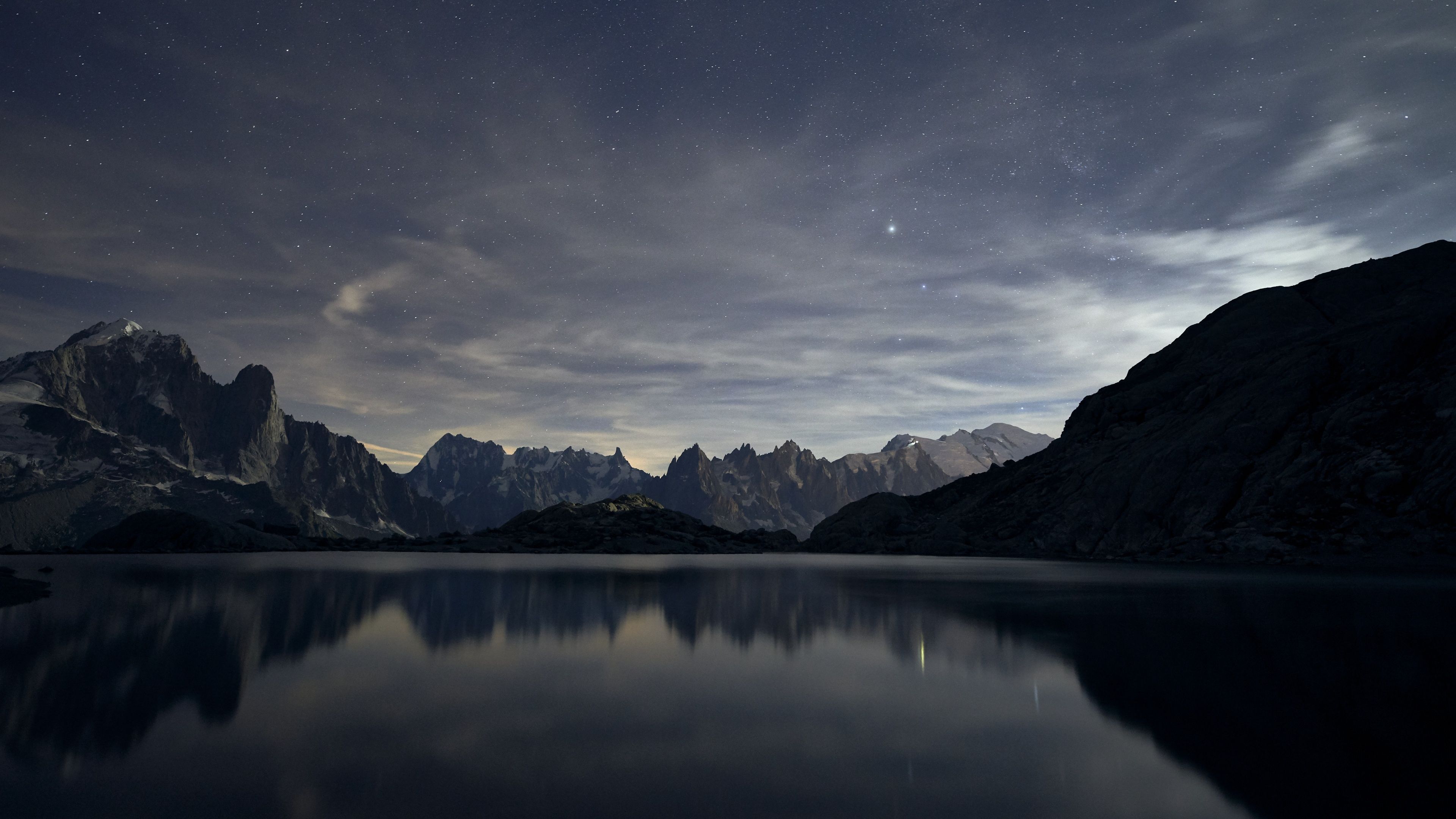 3840x2160 Starry sky Wallpaper 4K, Scenery, 8K, Mountains, Sunset