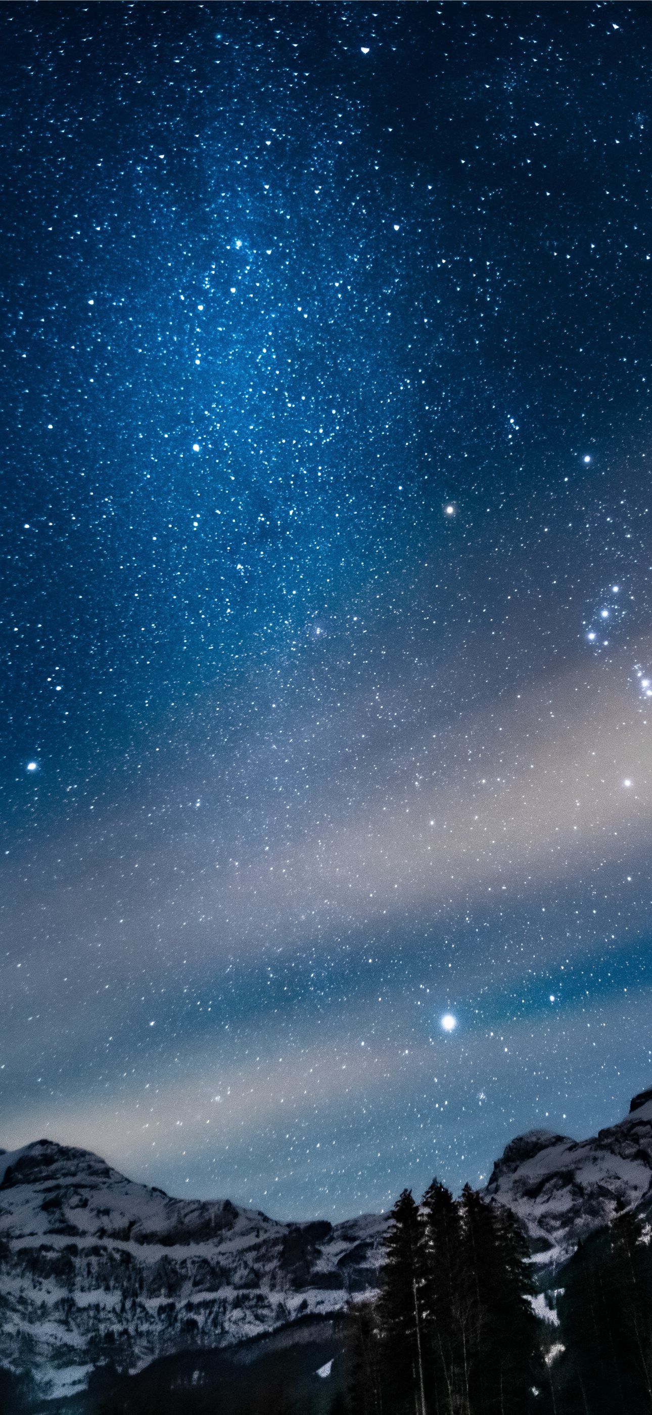 1290x2796 snow covered mountain under starry night iPhone Wallpaper Free Download