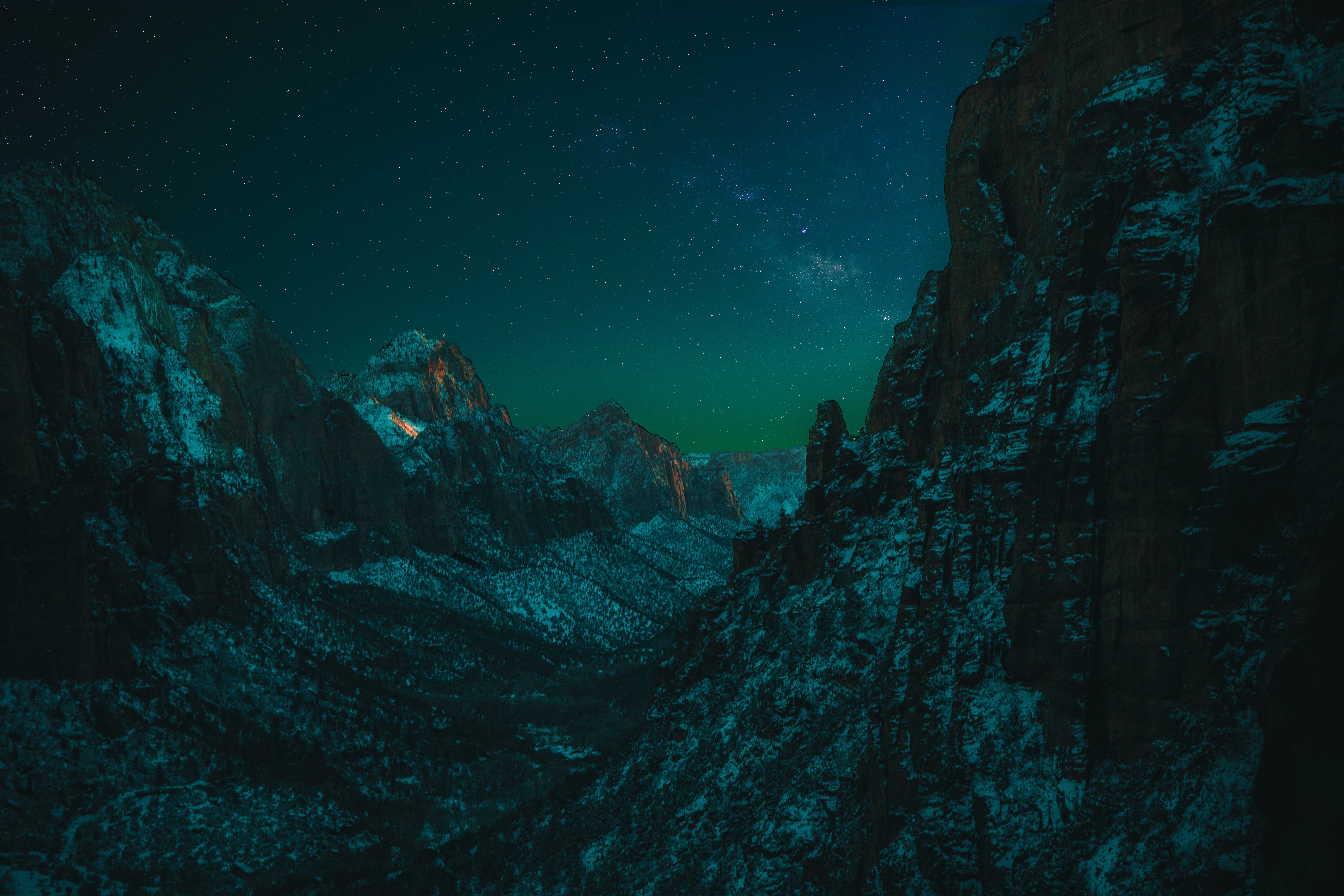 6000x4000 Landscape Forest Mountains in Night Sky Wallpaper, HD Nature 4K Wallpaper, Image and Background