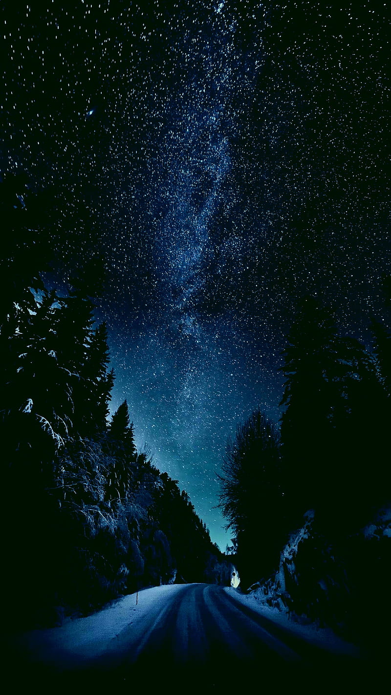 800x1422 Dark, mountain, night, northern, original, plus, sky, stars, HD phone wallpaper