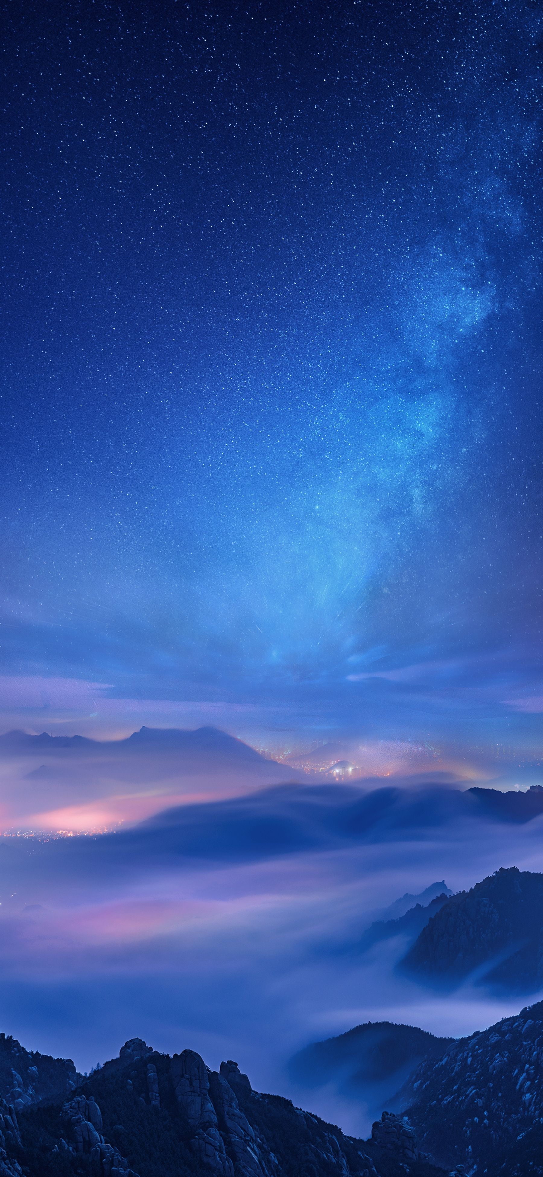 1800x3899 Absolutely Stunning Mountain Landscape Nightsky With Starry Night Sky And Misty Clouds