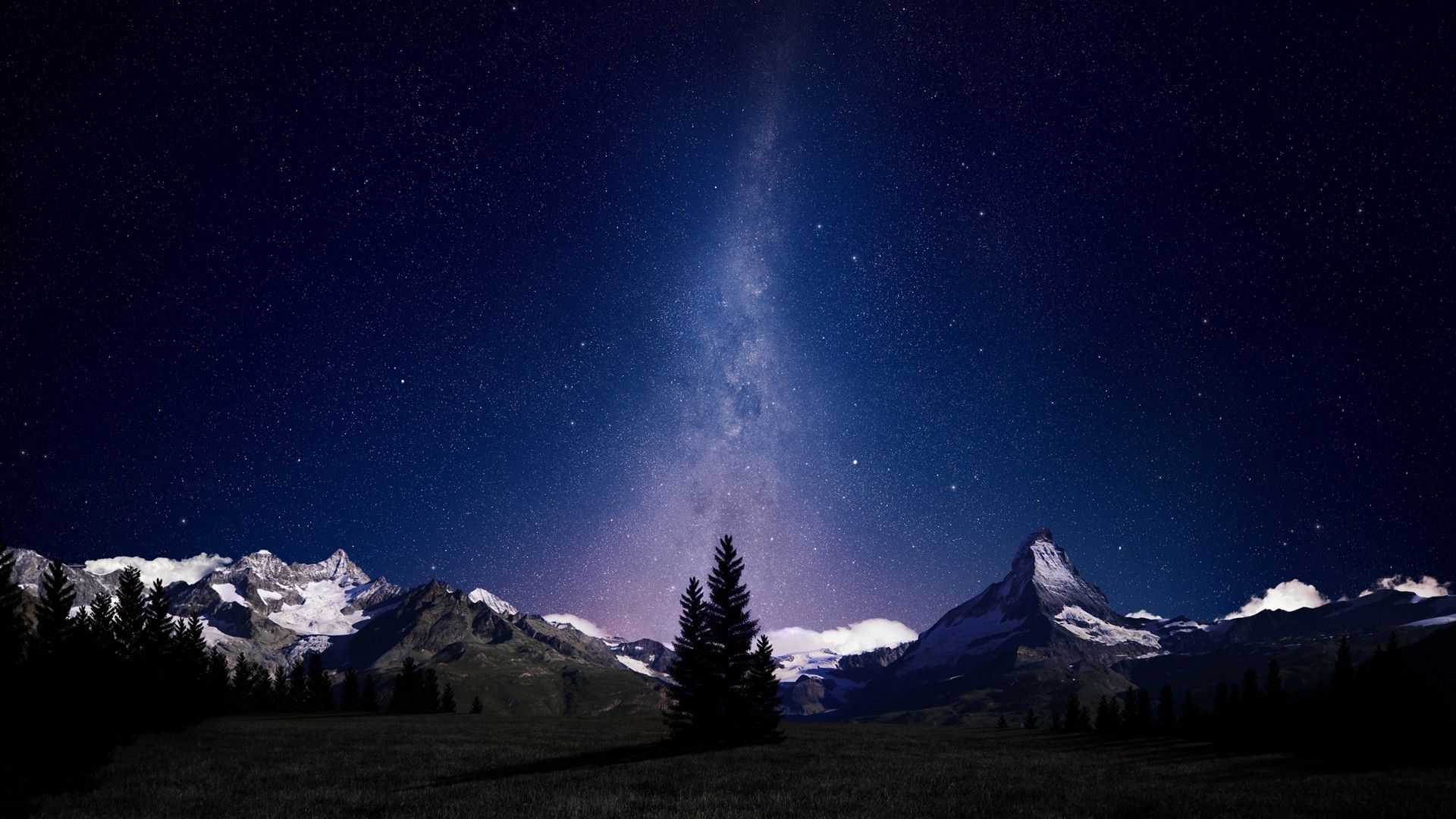 1920x1080 space, Stars, Mountain, Night, Sky Wallpaper HD / Desktop and Mobile Background
