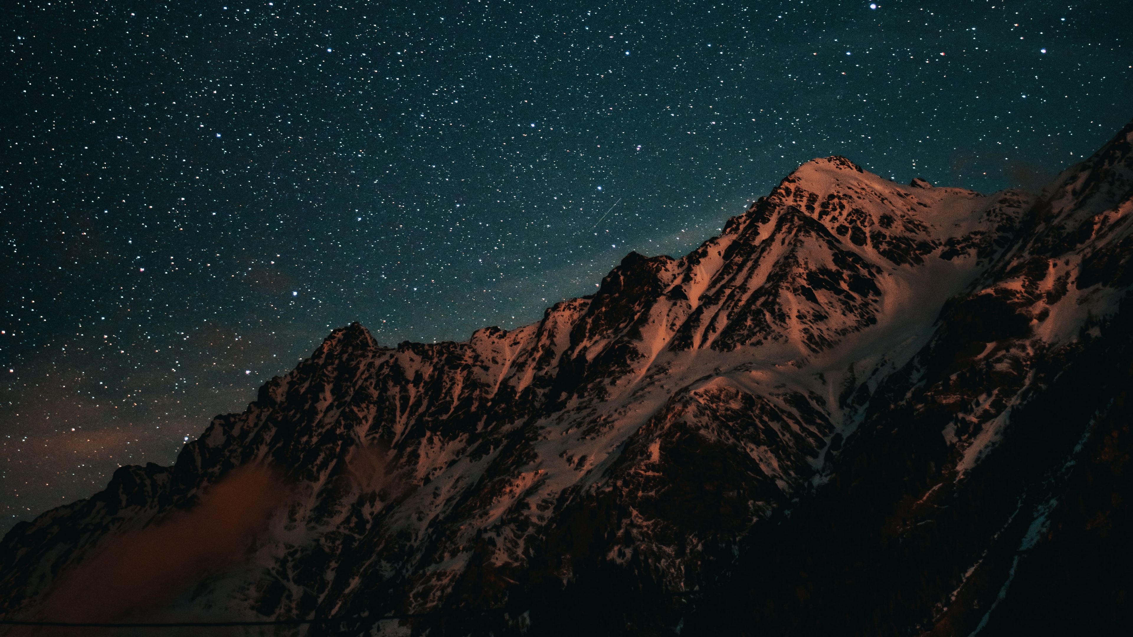 3840x2160 Download wallpaper 3840x2160 mountains, starry sky, night 4k uhd 16:9 HD background
