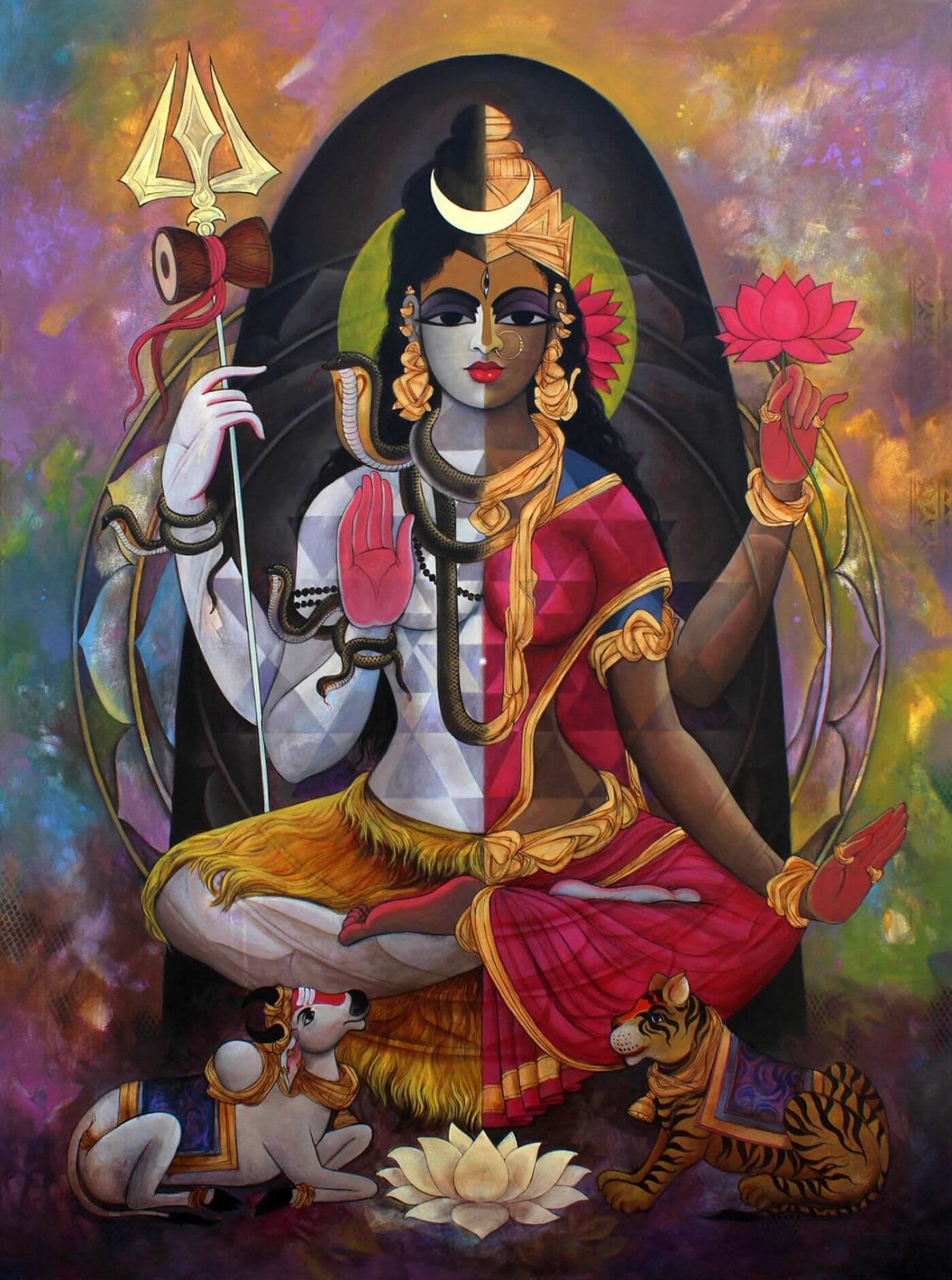 1400x1882 Shiva As Ardhanarishwara Painting