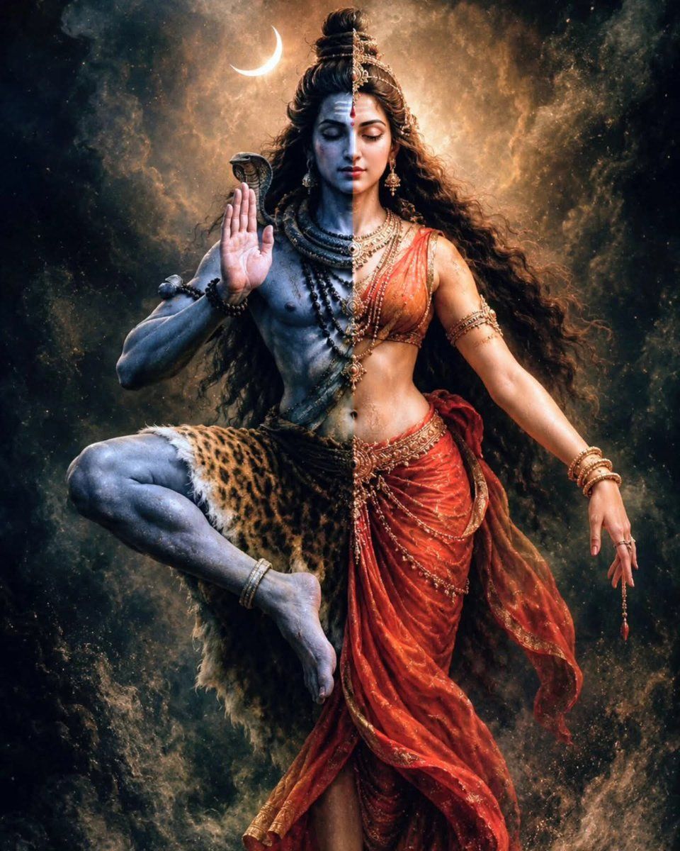 960x1200 Ardhanarishvara is one of the most profound and beautiful symbols in Hindu spirituality, representing the eternal union of masculine and feminine energies within one divine form. Depicted as half Lord Shiva and