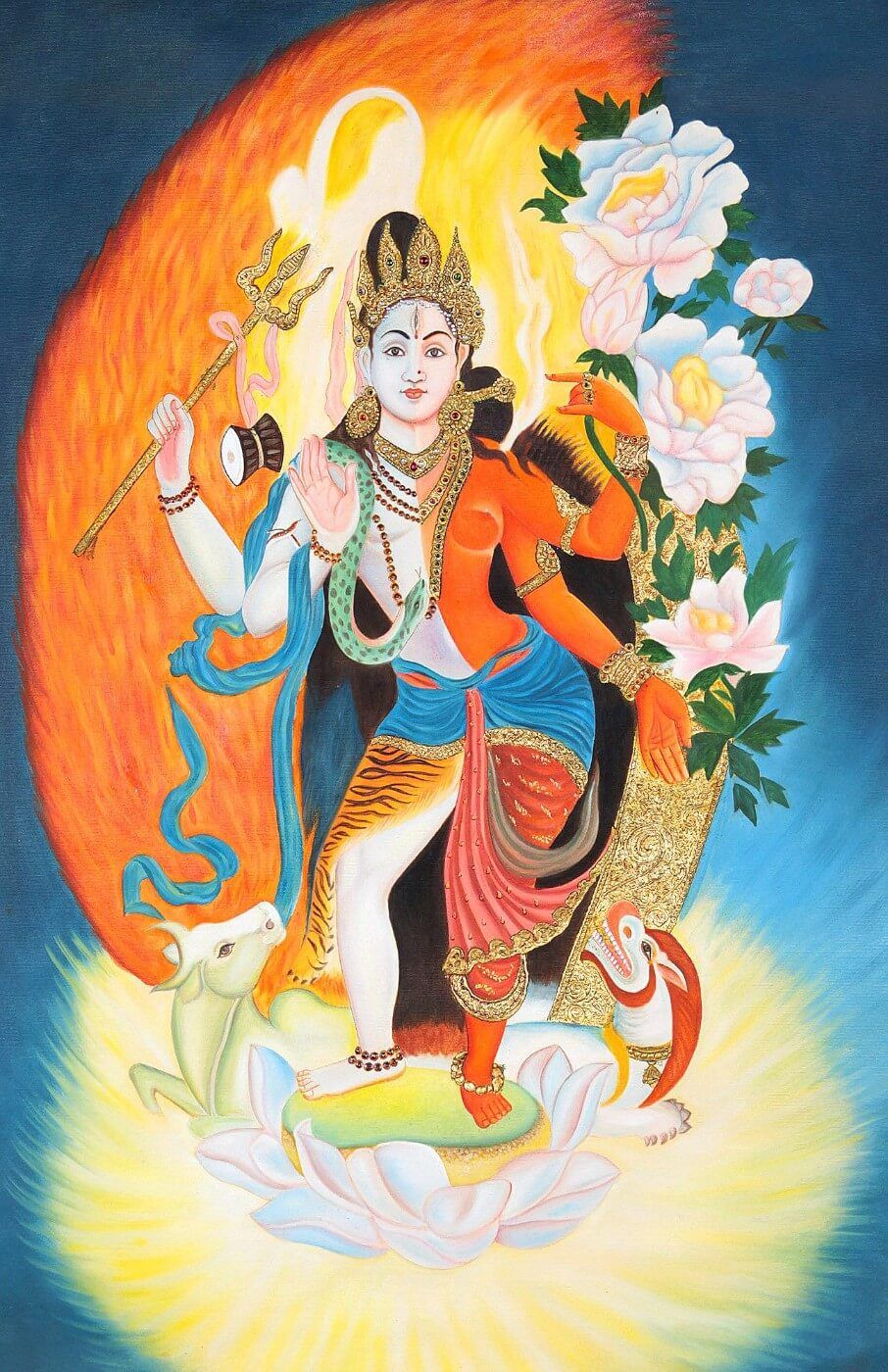 906x1400 Contemporary Indian Painting as Ardhanarishvara Shakti by Jayadeva Sinha. Buy Posters, Frames, Canvas & Digital Art Prints. Small, Compact, Medium and Large Variants
