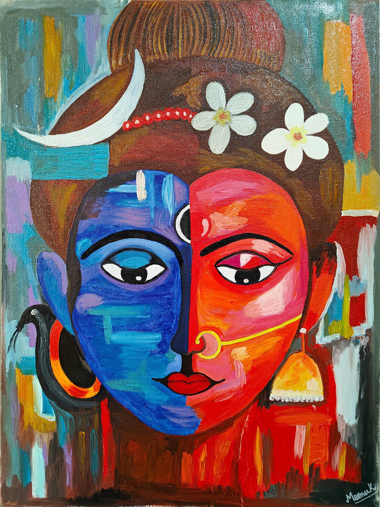 1500x2000 Exotic India Ardhanarishvara And Parvati. Oil On Canvas. By Meenu Kapoor