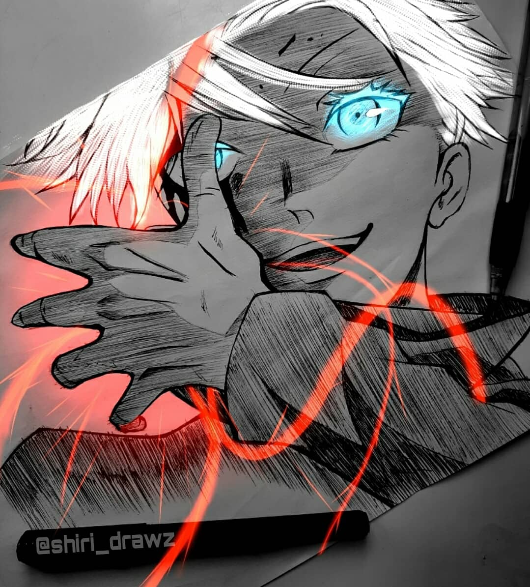 1079x1194 Gojo Drawing Wallpaper