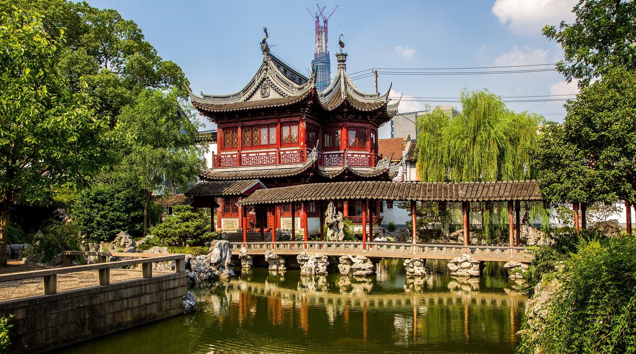 2048x1140 Download China Shanghai Yu Yuan Man Made Yuyuan Garden HD Wallpaperx1140