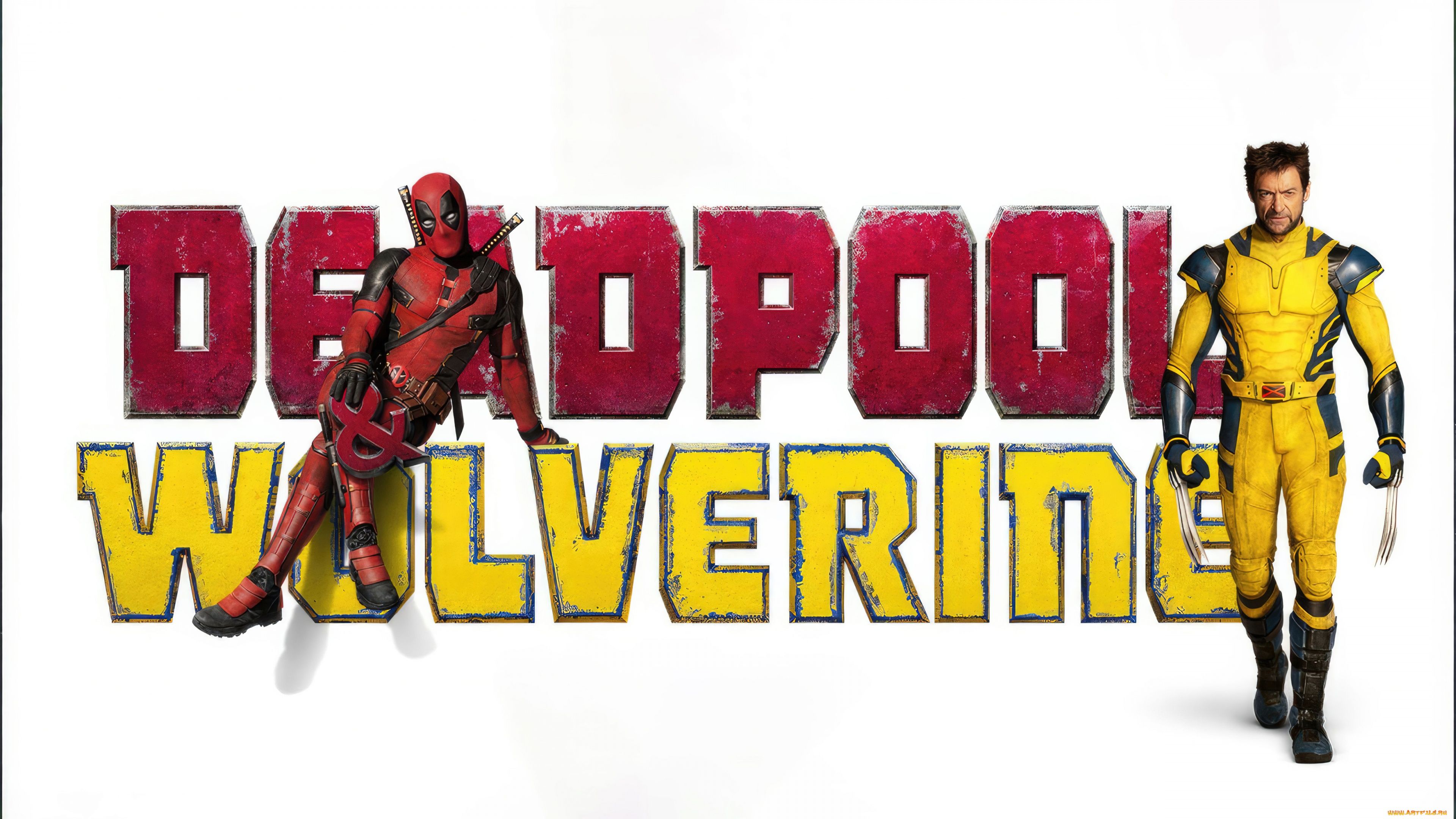 3840x2160 Deadpool & Wolverine Wallpaper 4K, Logo, White background