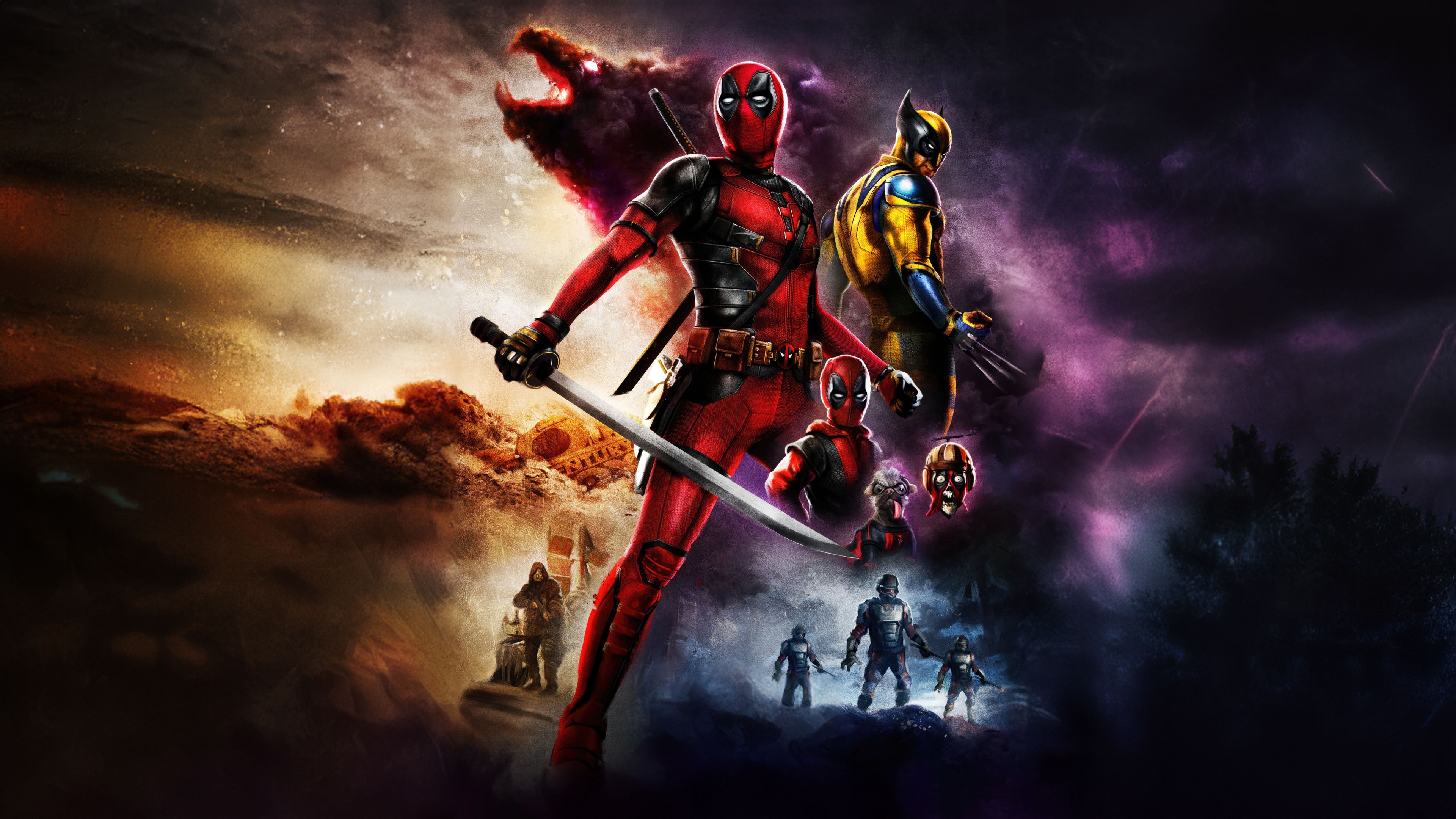 3840x2160 Deadpool And Wolverine Retro Fusion Wallpaper, HD Superheroes Wallpaper, 4k Wallpaper, Image, Background, Photos and Picture
