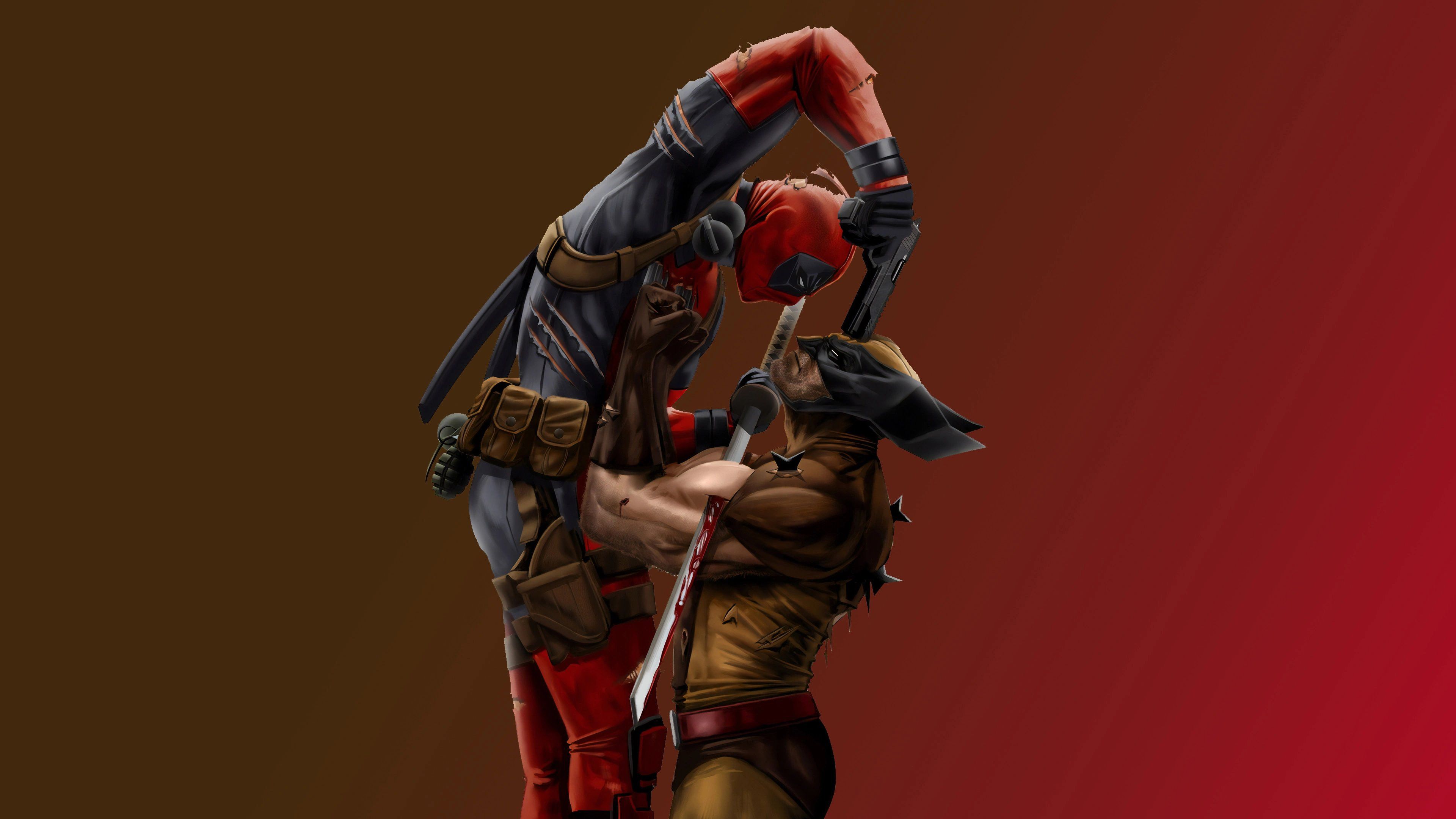 3840x2160 Deadpool vs Wolverine Desktop Wallpaper