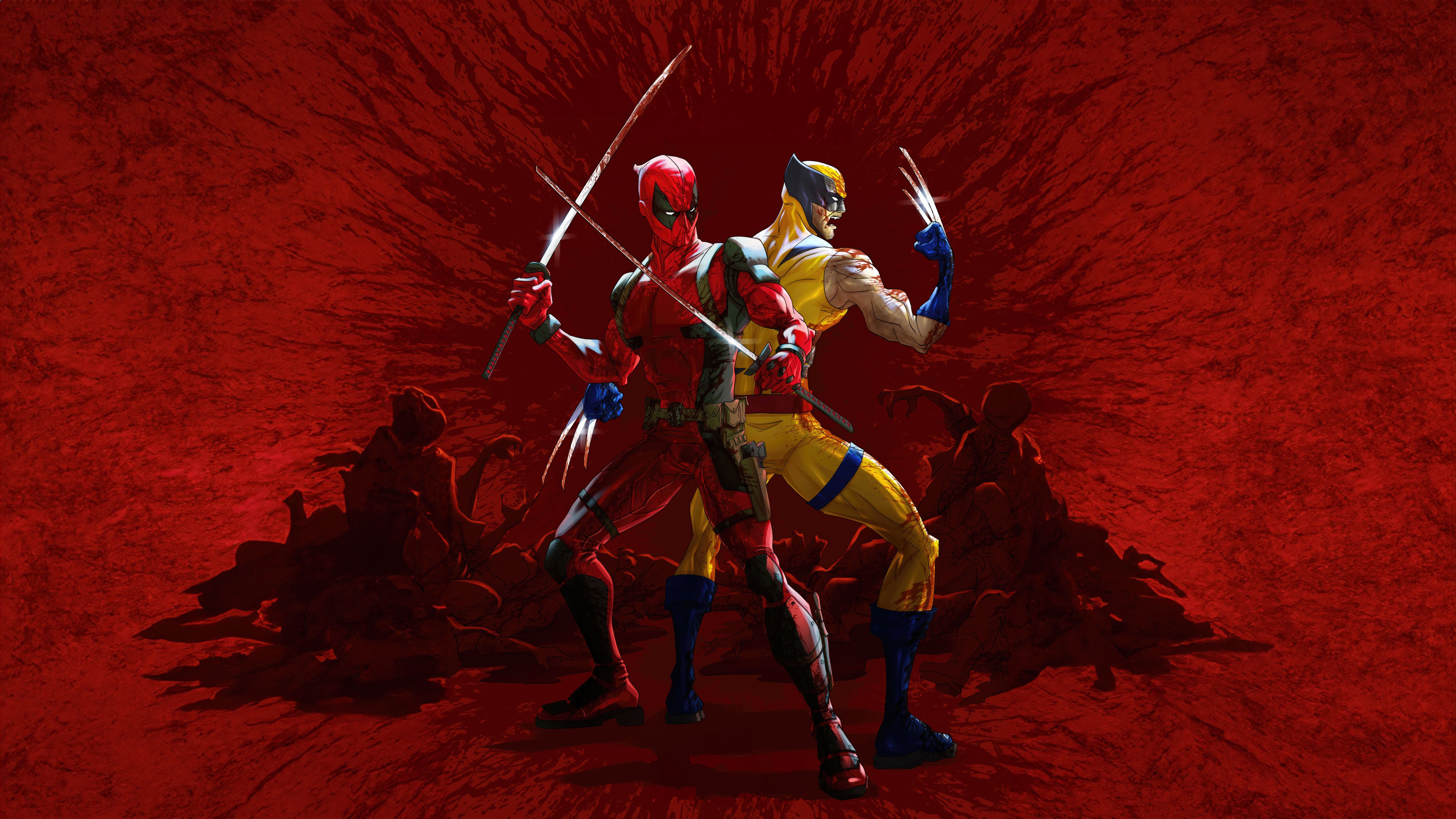 5120x2880 Deadpool And Wolverine Bloodparty Wallpaper, HD Superheroes Wallpaper, 4k Wallpaper, Image, Background, Photos and Picture